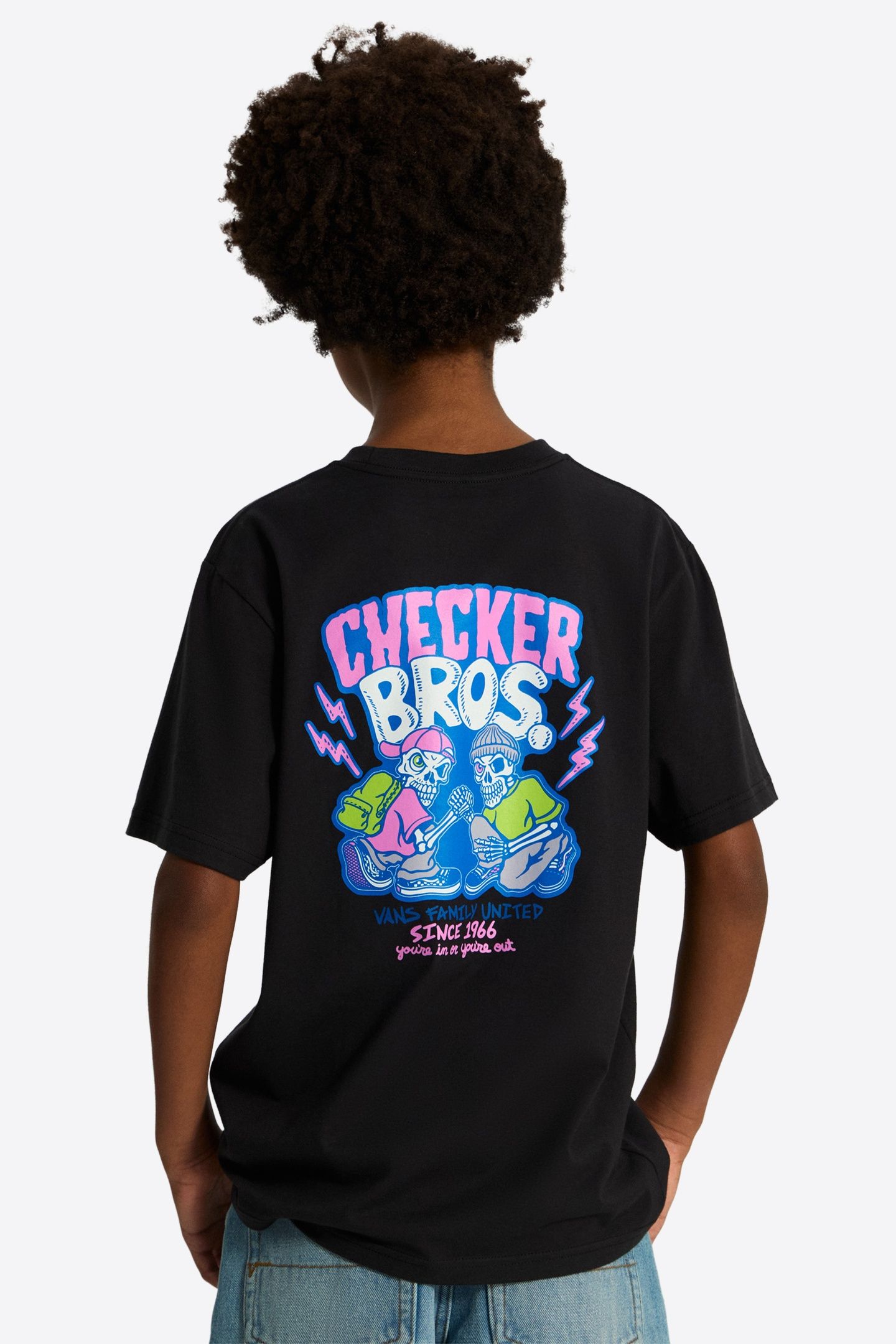 BOYS CHECKER BROS SS TEE BLACK 3
