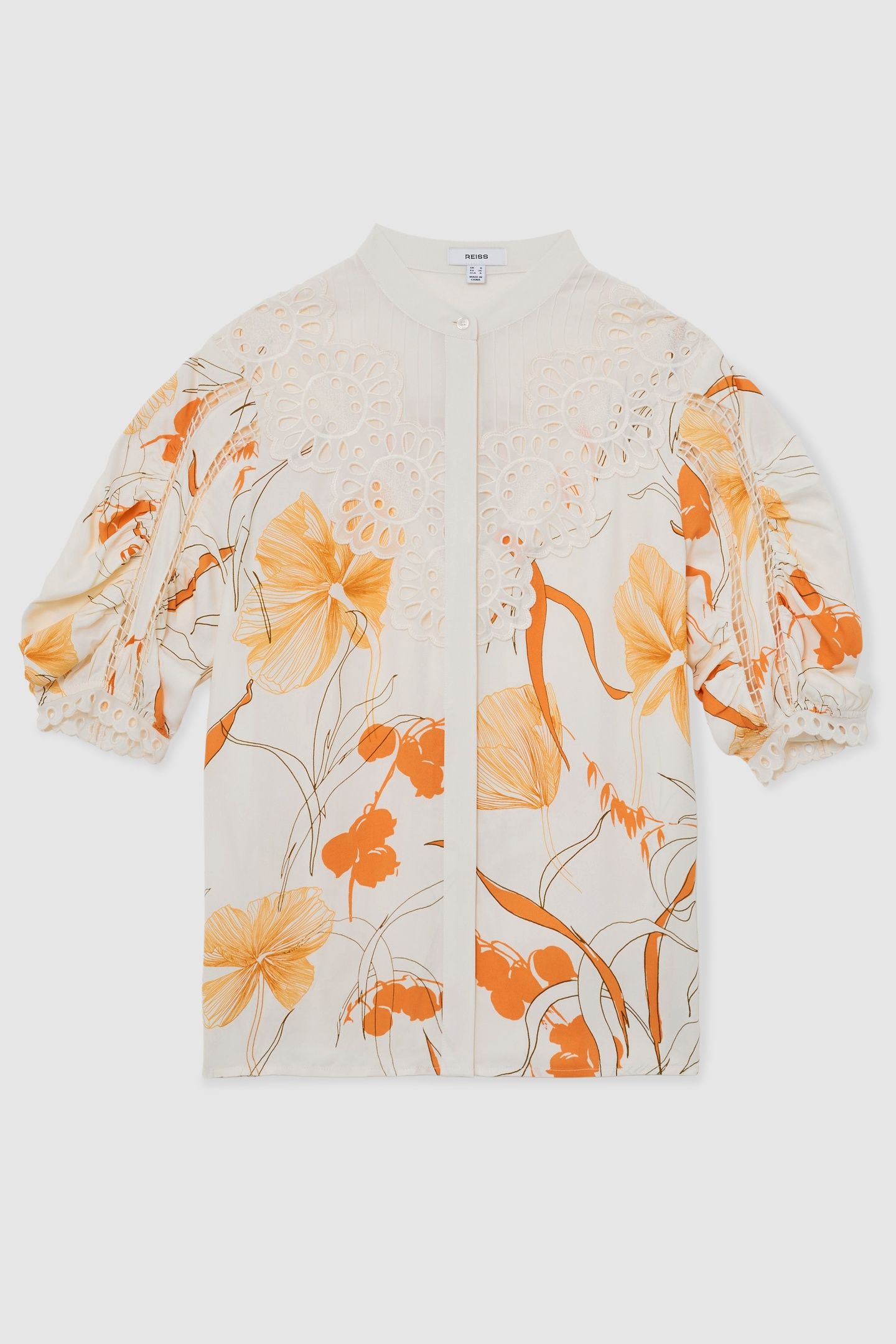 LACE PRINT MIX BLOUSE IVORY/PINK 4