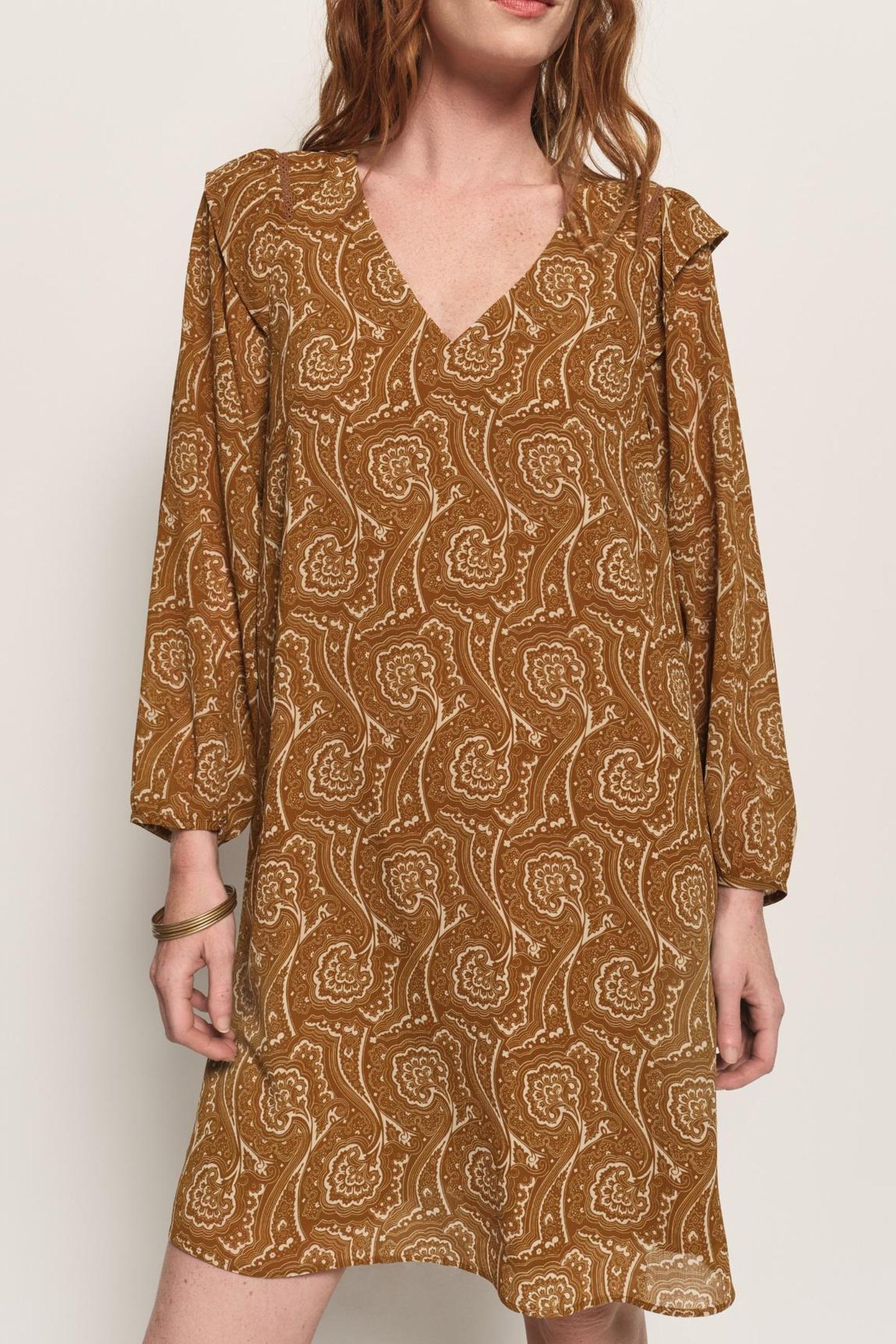 REILLY - YELLOW RECYCLED POLYESTER DRESS WITH FLORAL HARMONY 1