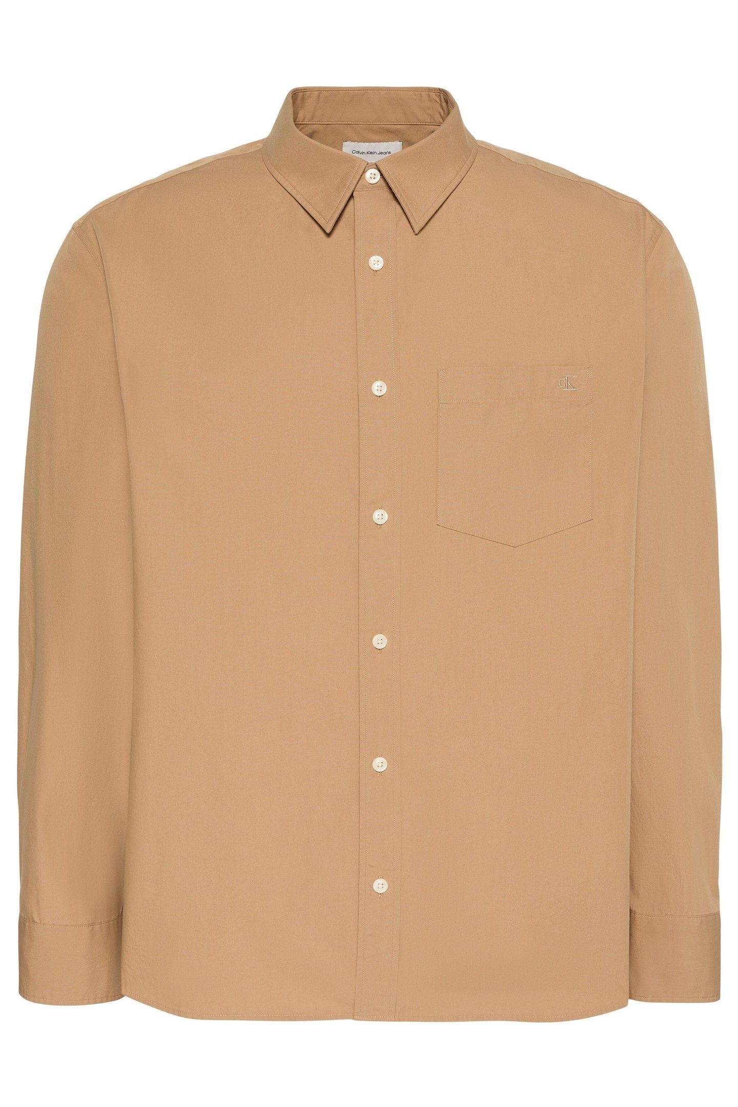LS SOLID WASHED POPLIN SHIRT TIGERS EYE 1