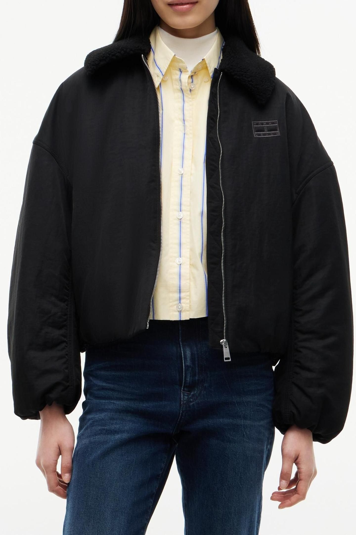 FUR COLLAR UTILITY JACKET BLACK 2