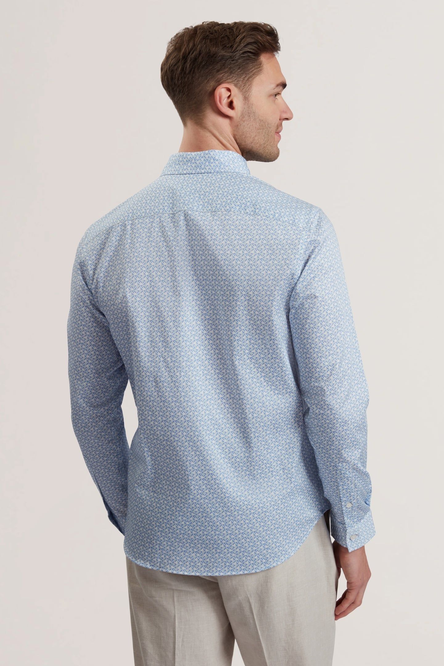 ALPHAIS LS REGULAR FIT GEO SHIRT MID-BLUE 2