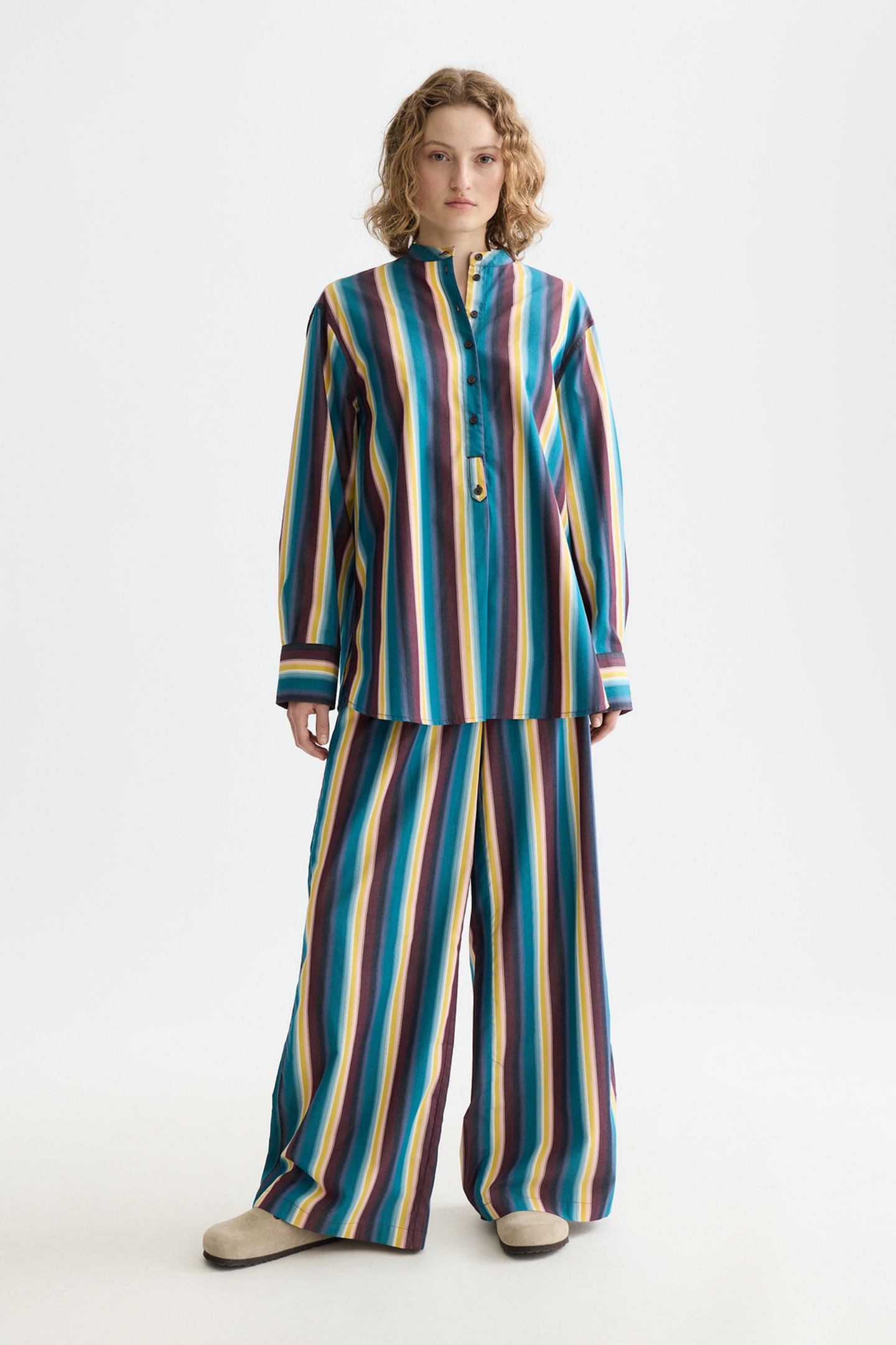 ELENI - HIGH RISE WIDE LEG STRIPED PANTS EL COSMICO STRIPE D 3