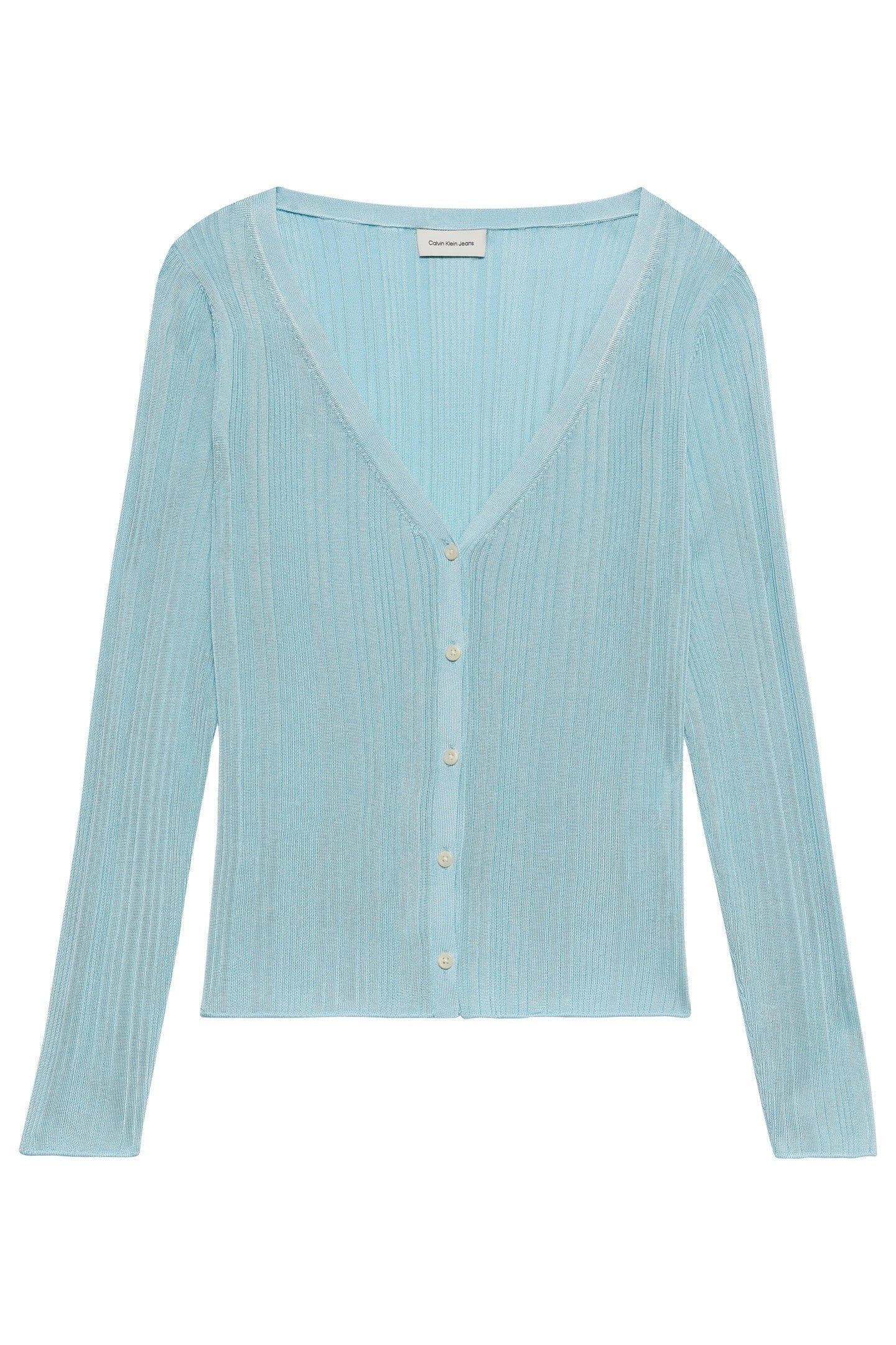 SHINY VISCOSE RIB CARDIGAN COOL BLUE 1