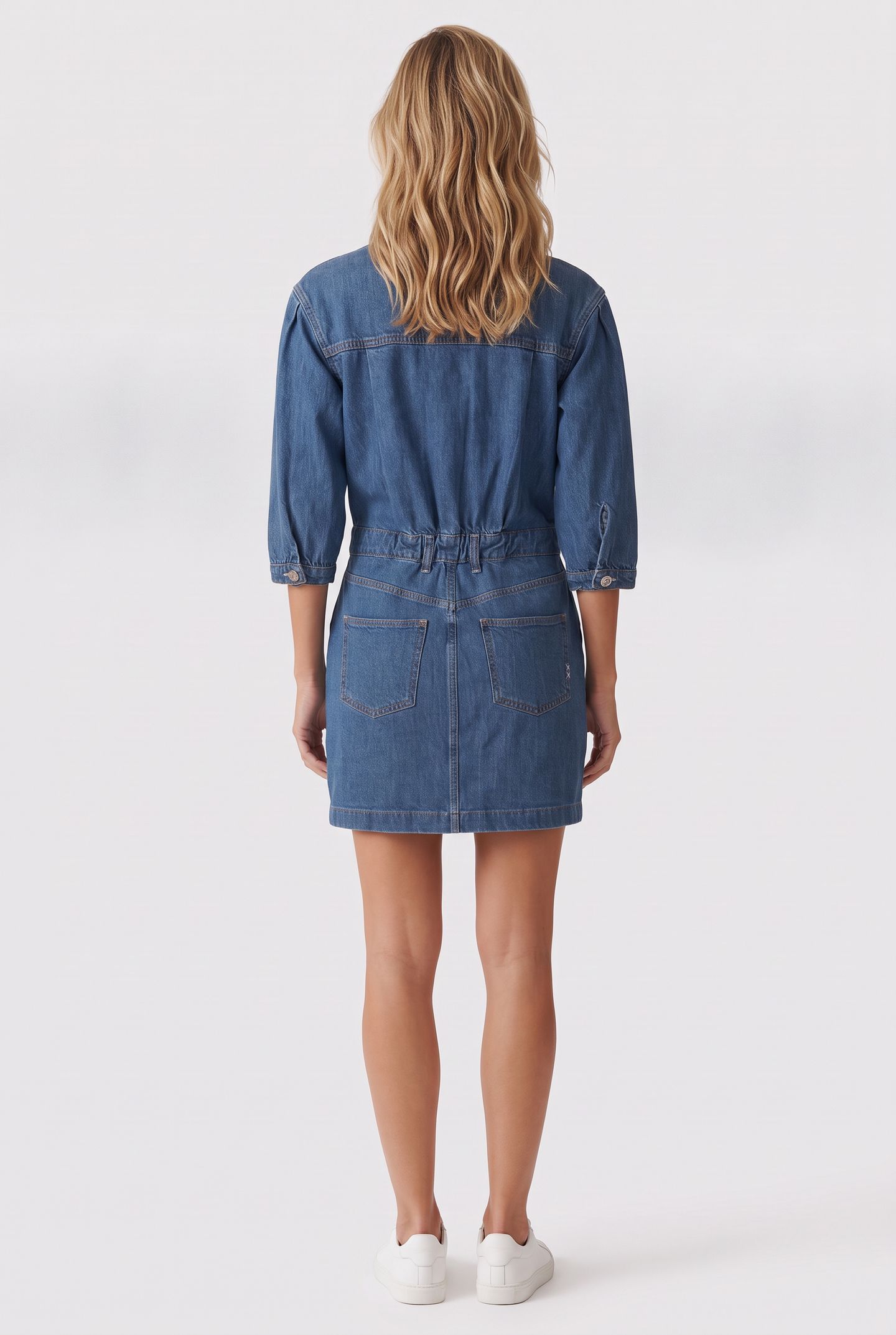 WASHED BUTTON THROUGH DENIM DRESS WASHED INDIGO 2
