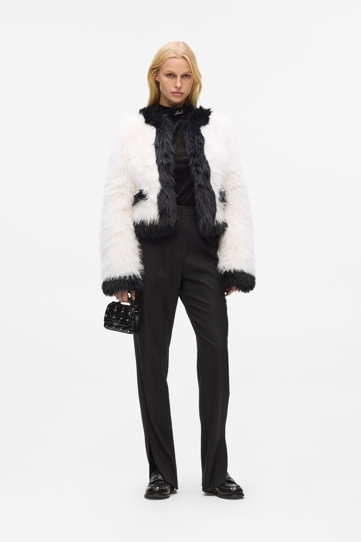 FAUX FUR JACKET WHITE/BLACK 3