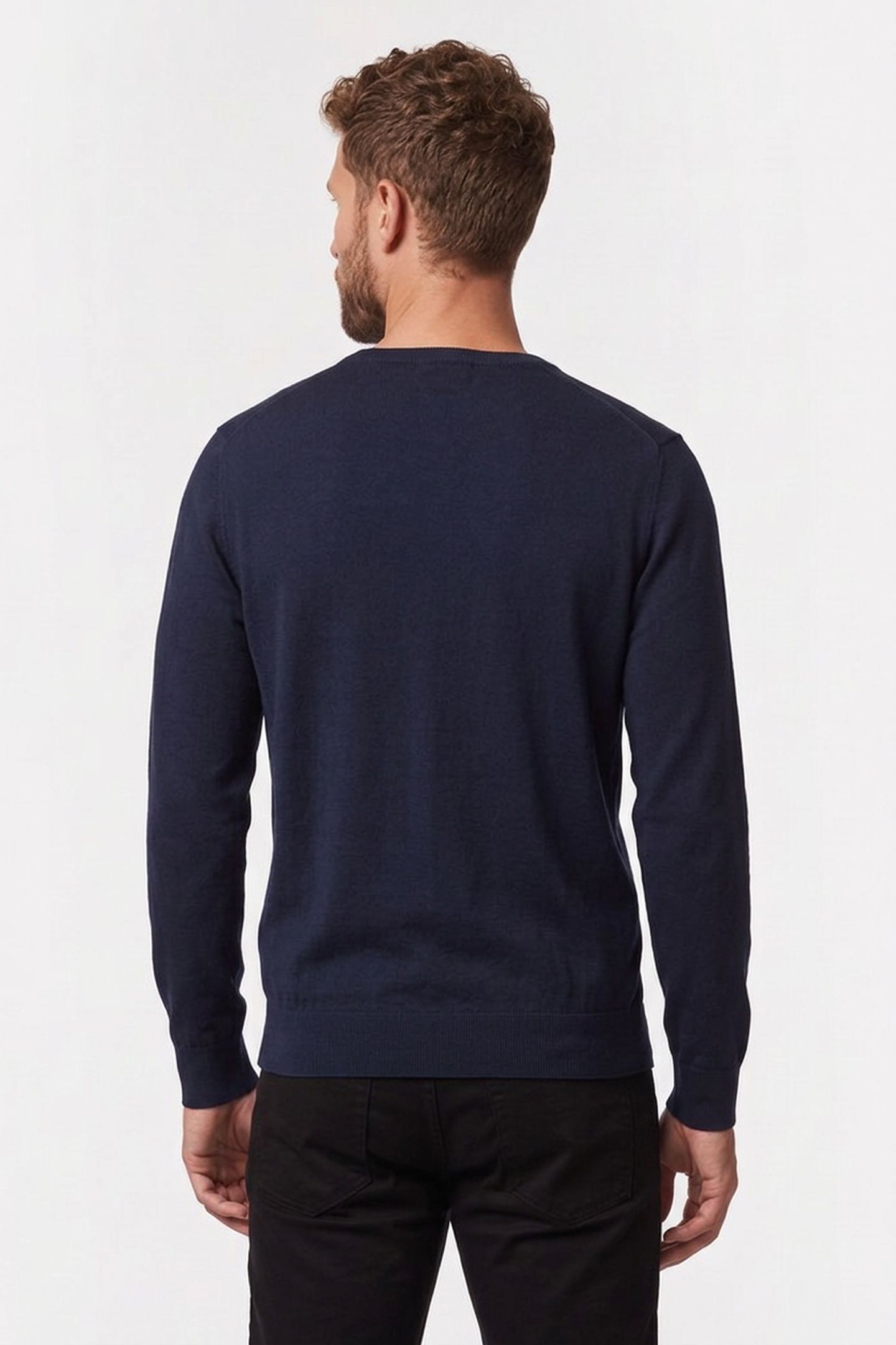 COTTON VEE KNIT SWEATER MIDNIGHT 2