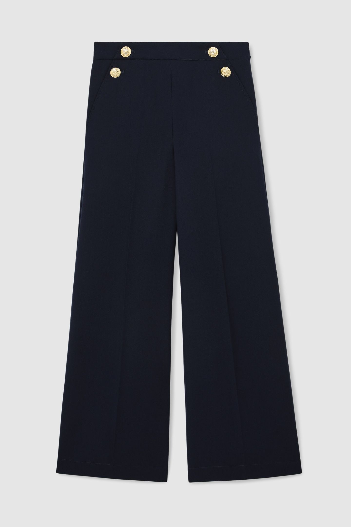 BUTTON DETAIL WIDE LEG TROUSER NAVY 5