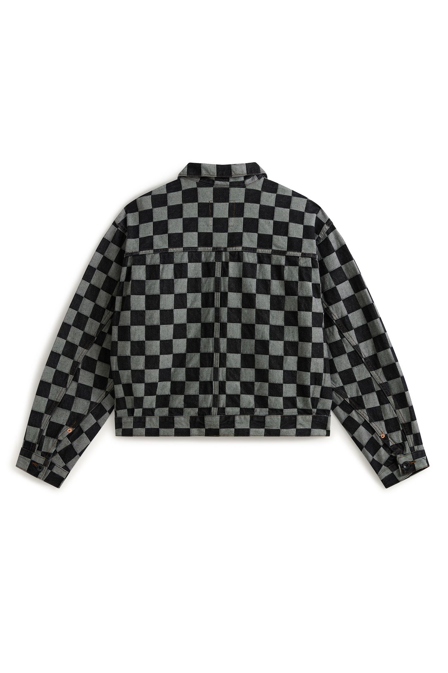 CHECK-5 CHECKERBOARD DENIM TRUCKER JACKE BLACK 5