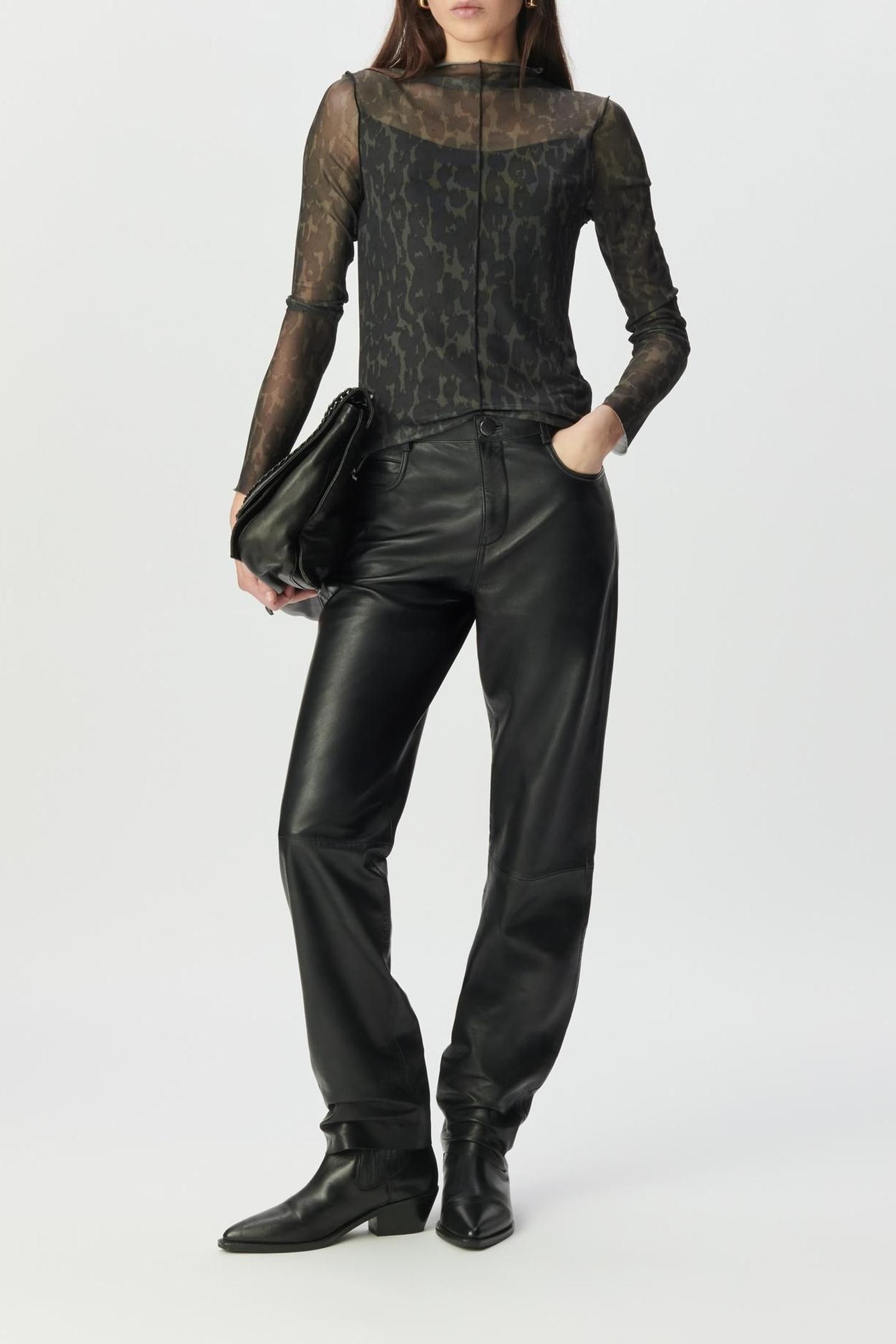 KHAKI MESH T-SHIRT WITH LEOPARD PRINT 3