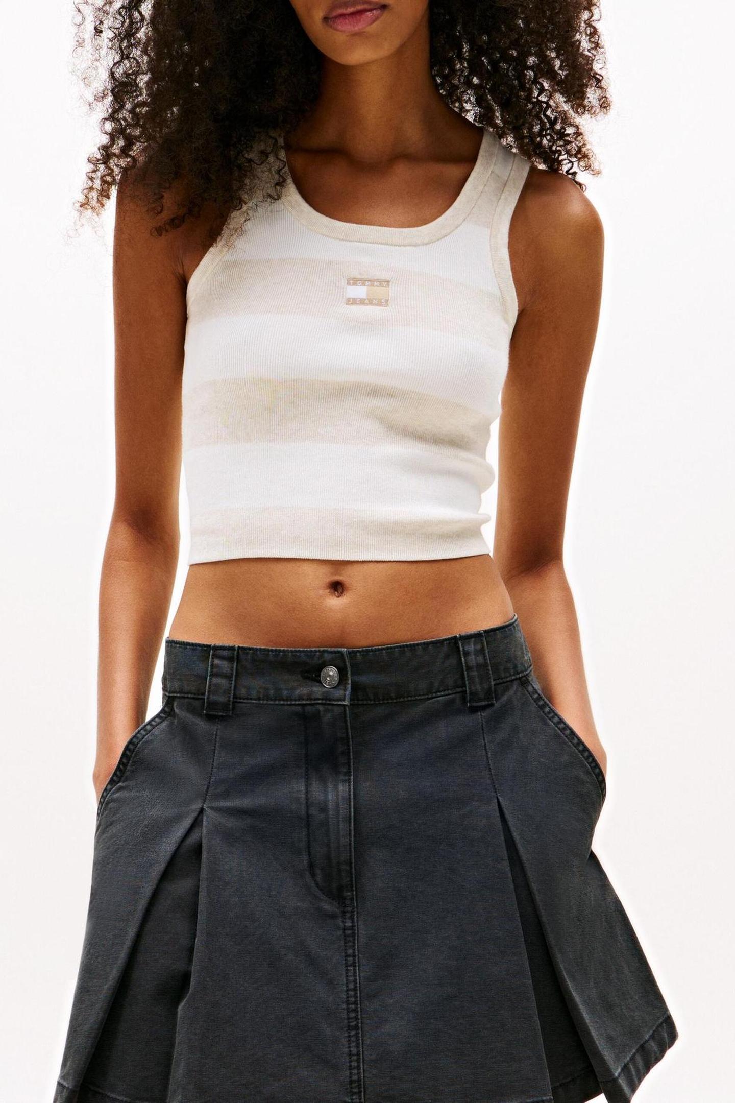TJW CROP STRIPE TANK OATMEAL HEATHER/STRIPE 1