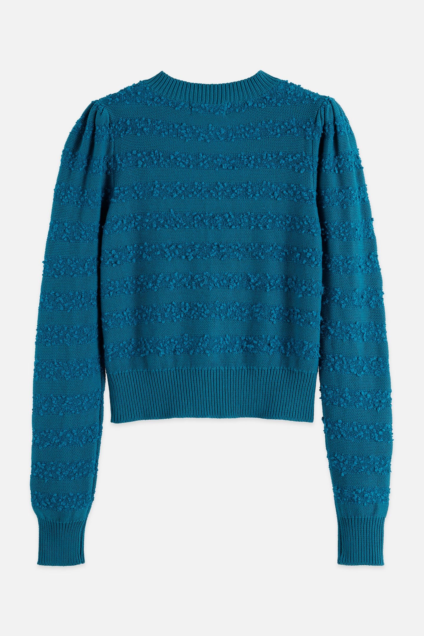 BOUCLÉ STRIPE CREW NECK CARDIGAN DEEP LAGOON 5