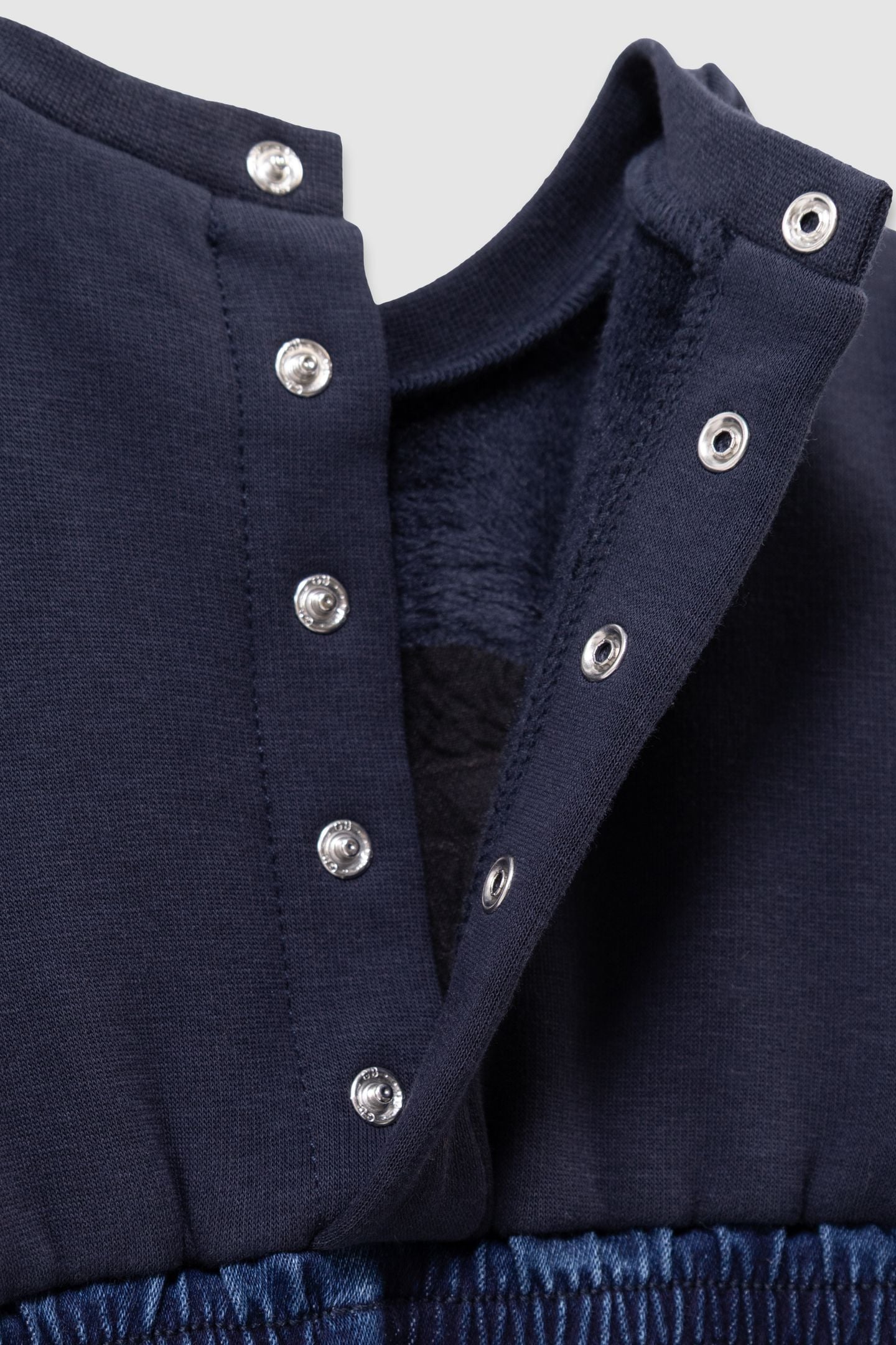 BABY GIRLS’ NAVY MIXED FABRIC DRESS, BOW AND EMBROIDERY 3