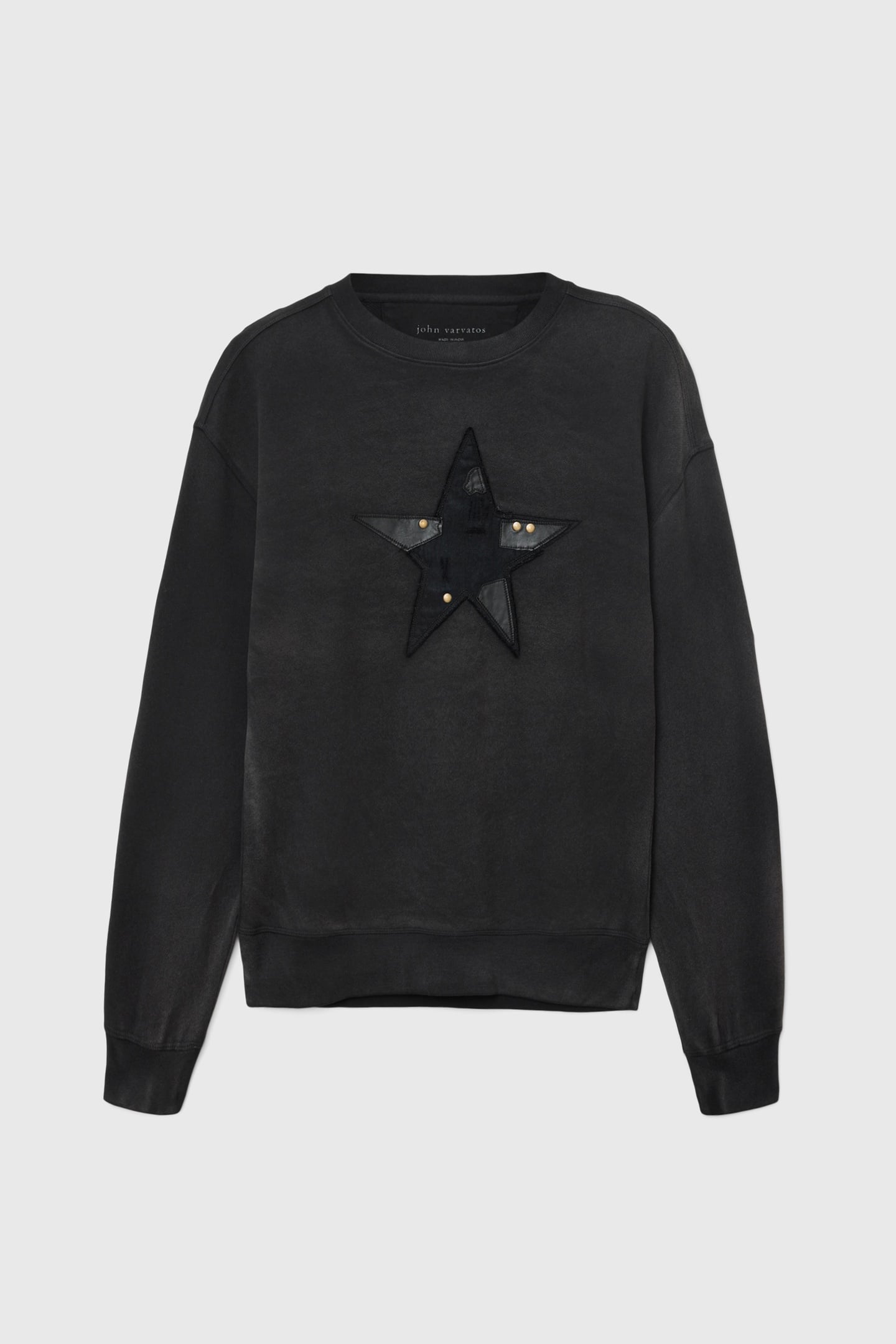 LS PULLOVER CREW -MENDED STAR CREW NECK BLACK 2