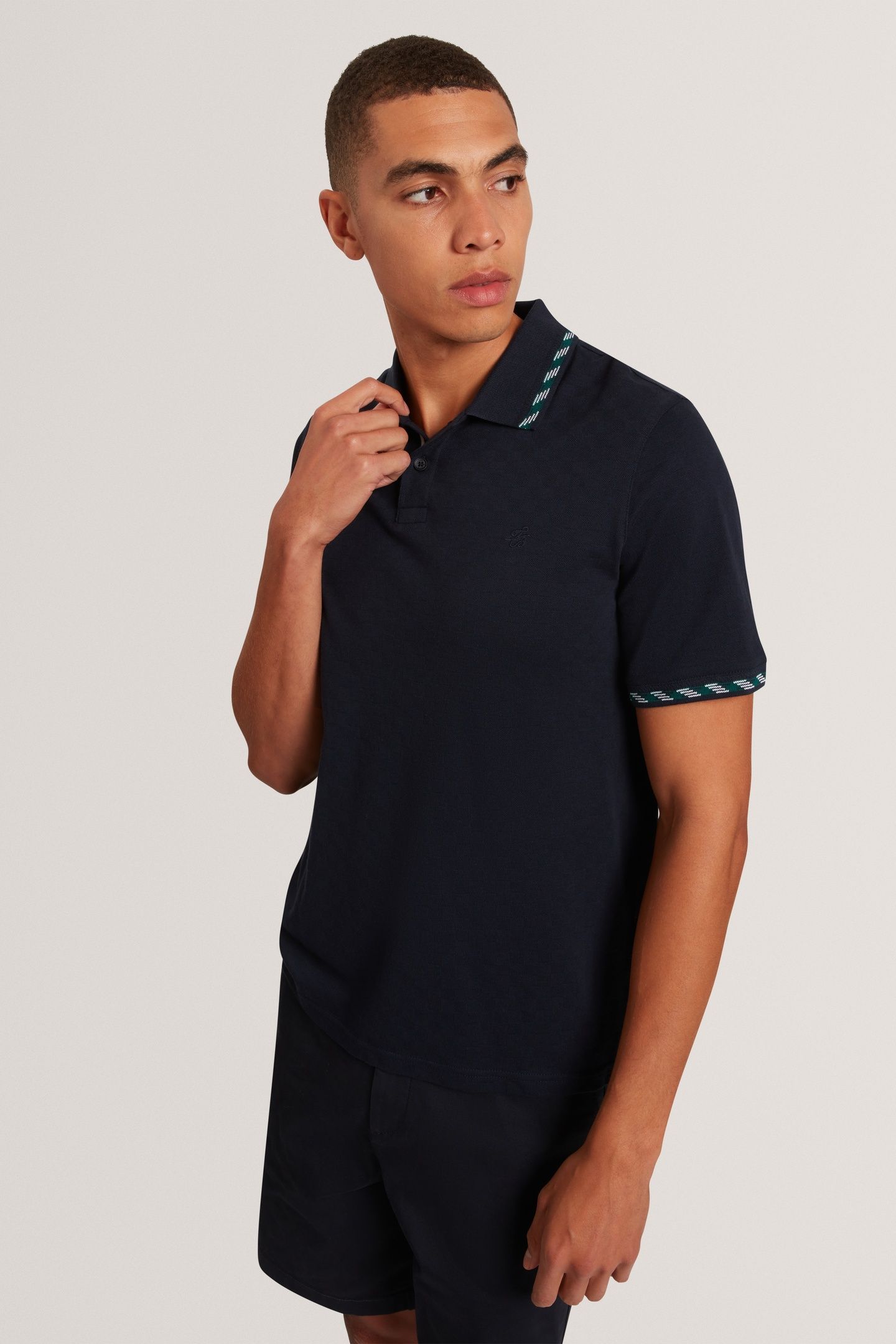 SS HOUSE CHECK JACQUARD POLO NAVY 1