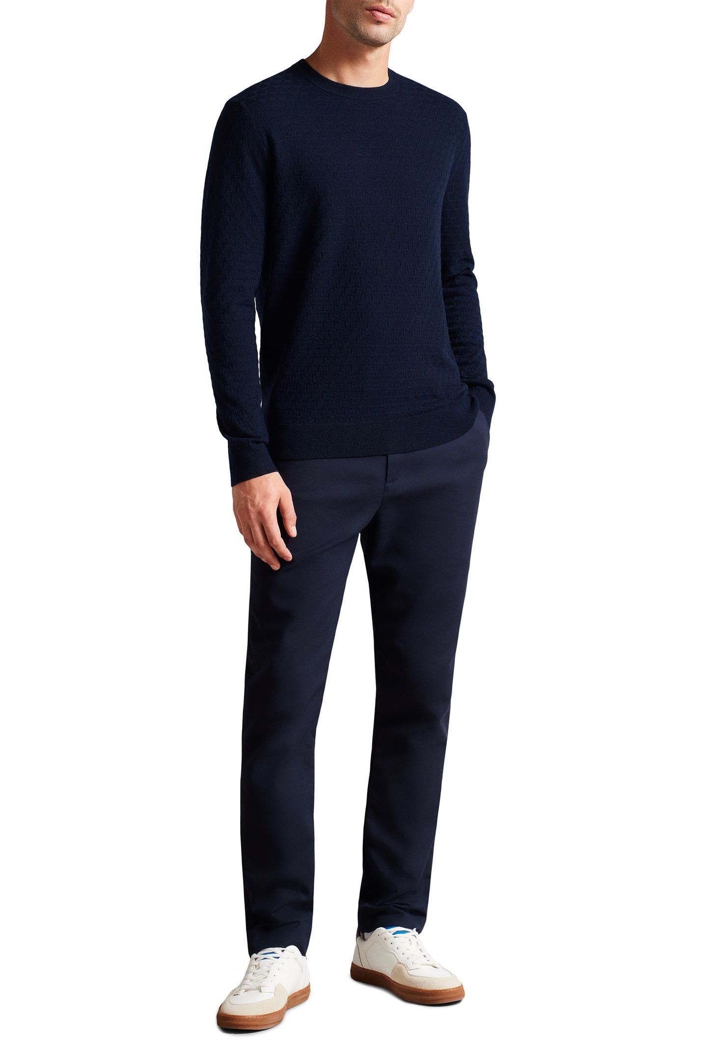 DARTELL LS REGULAR T STITCHED CREW NECK NAVY 4