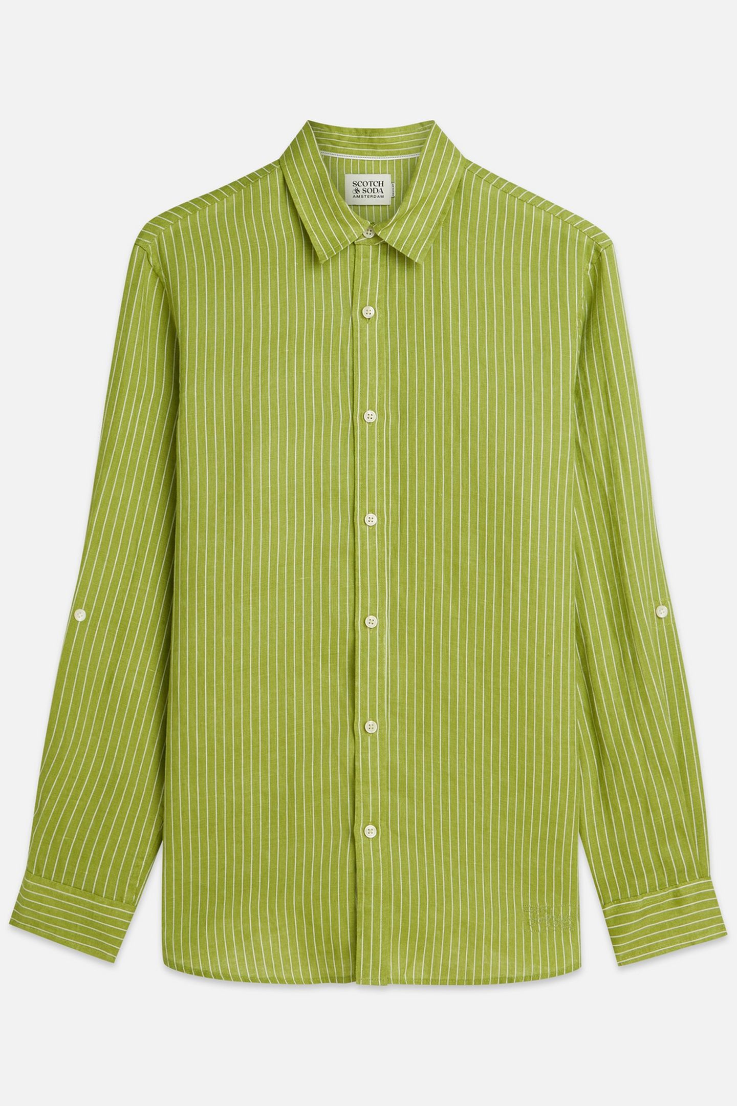 LINEN STRIPED REGULARFIT SHIRT DARK GREEN 4