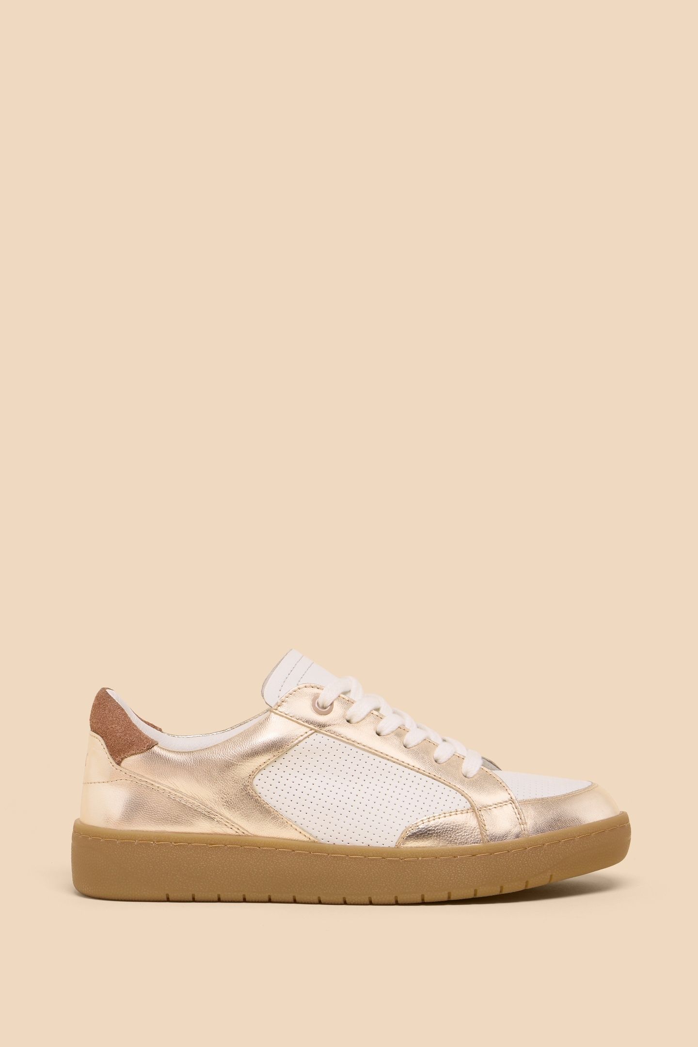 DAHLIA LEATHER TRAINER GLD TN MET 3