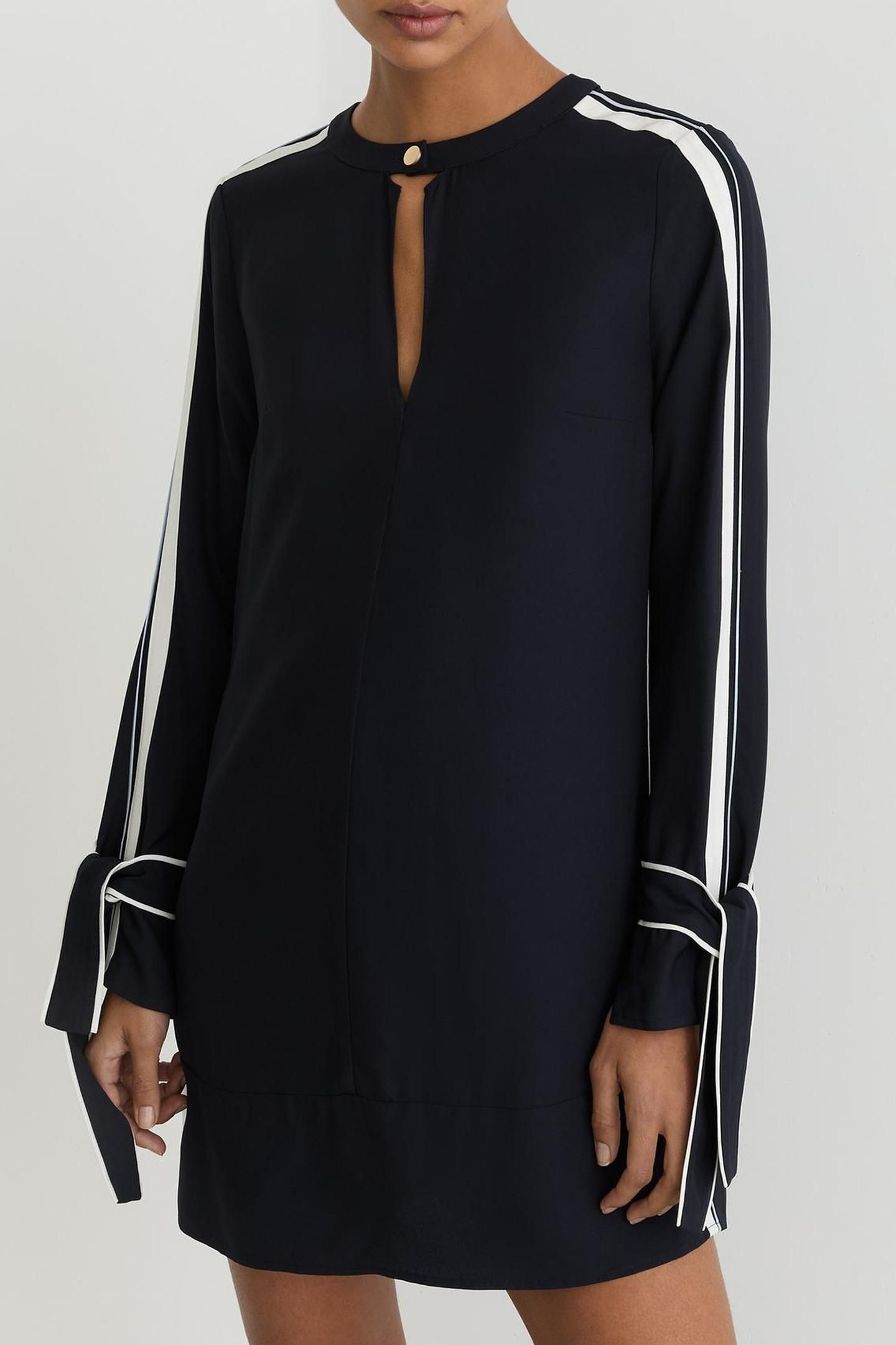 SHORT TIPPED SHIFT DRESS NAVY 1