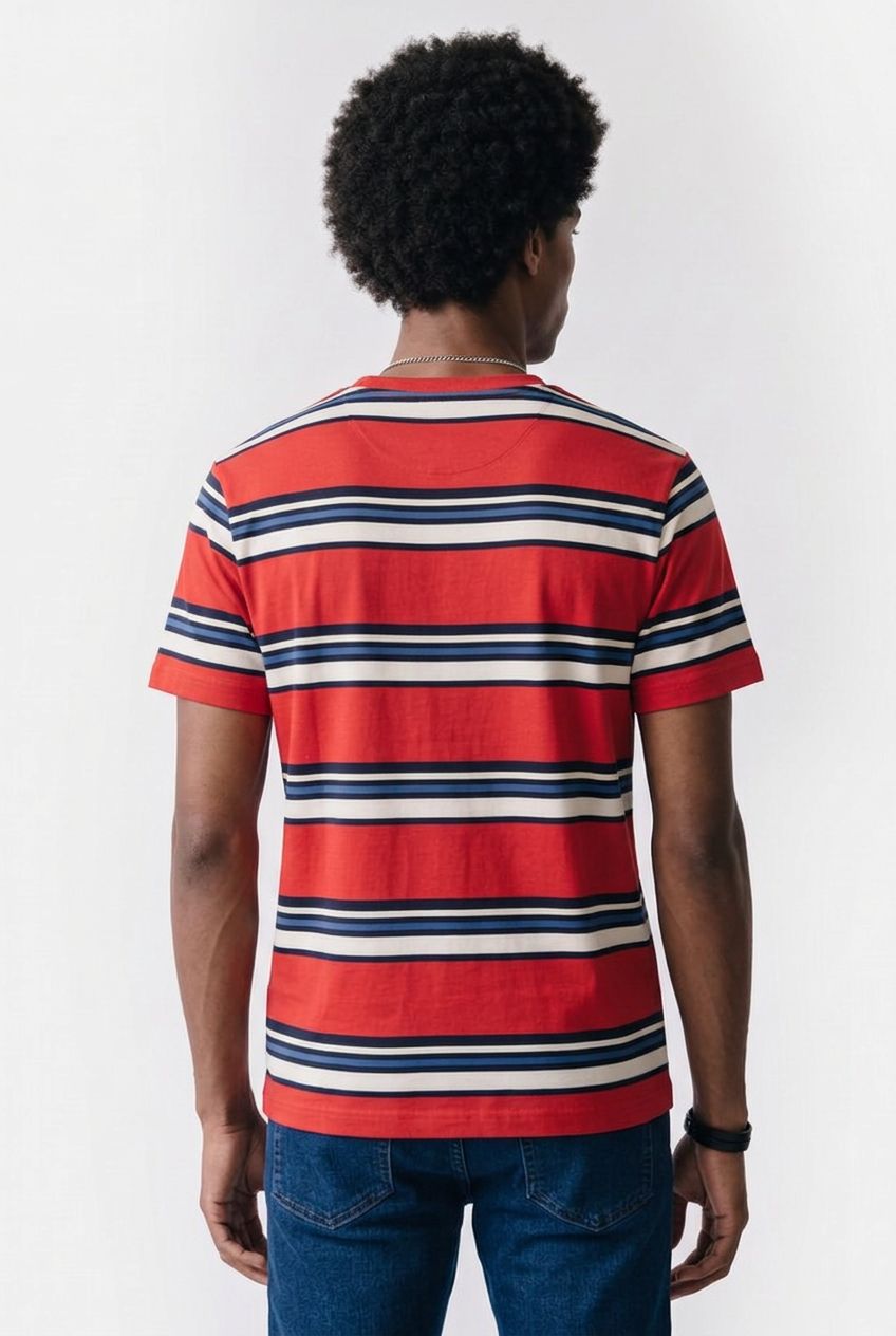 MULTISTRIPE SS TSHIRT ROSE RED 2