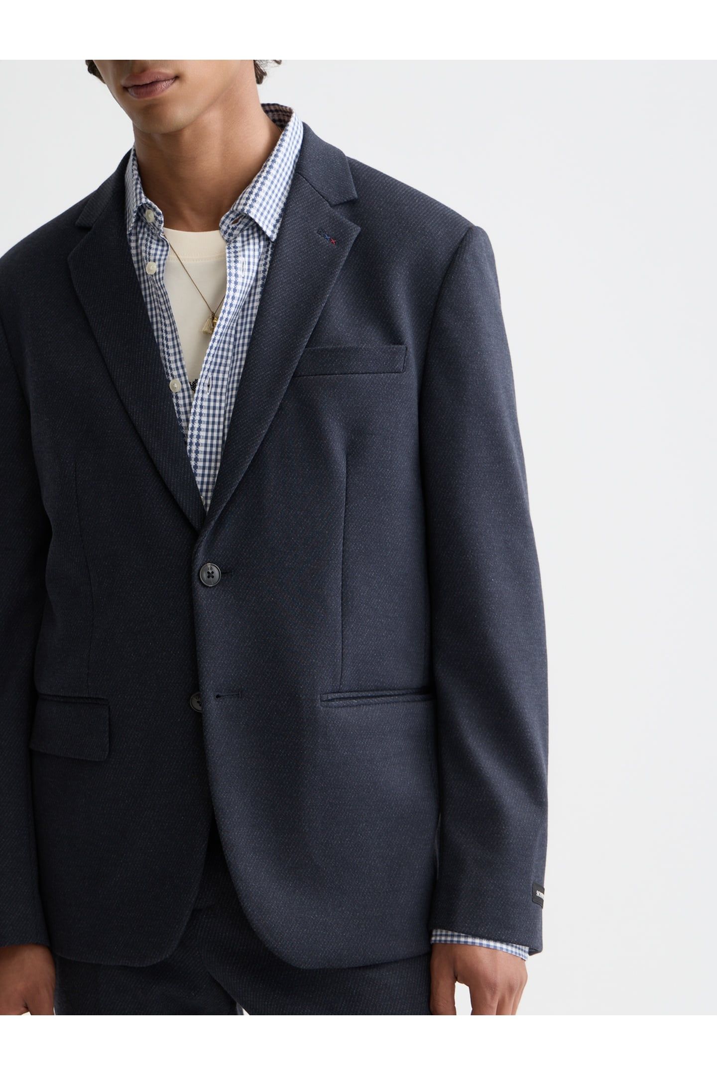 TAILORED NOTCH LAPEL YARN DYED JERSEY REGULAR-FIT BLAZER NAV 6