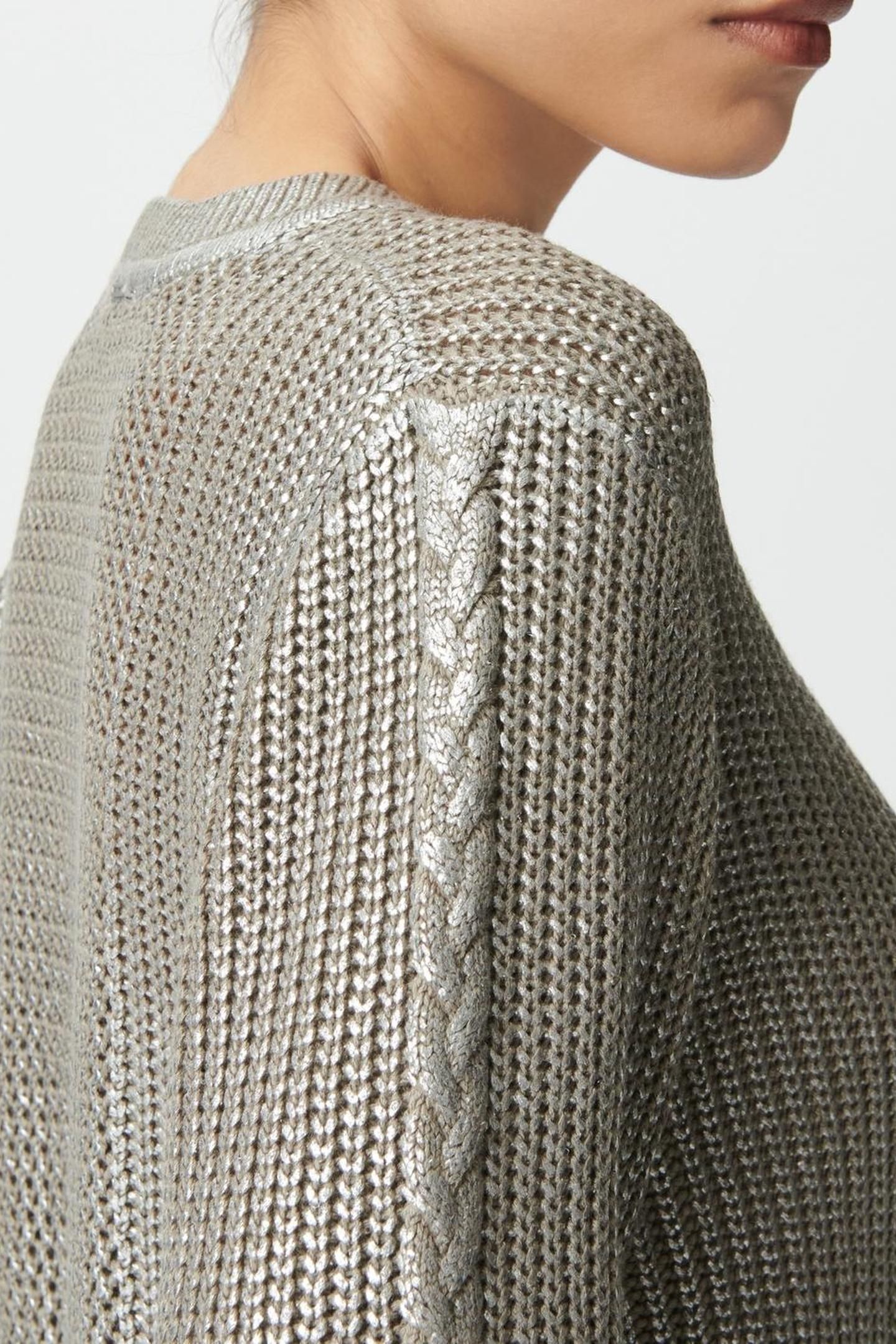 BEIGE SILVER-COATED DECORATIVE KNIT SWEATER 6