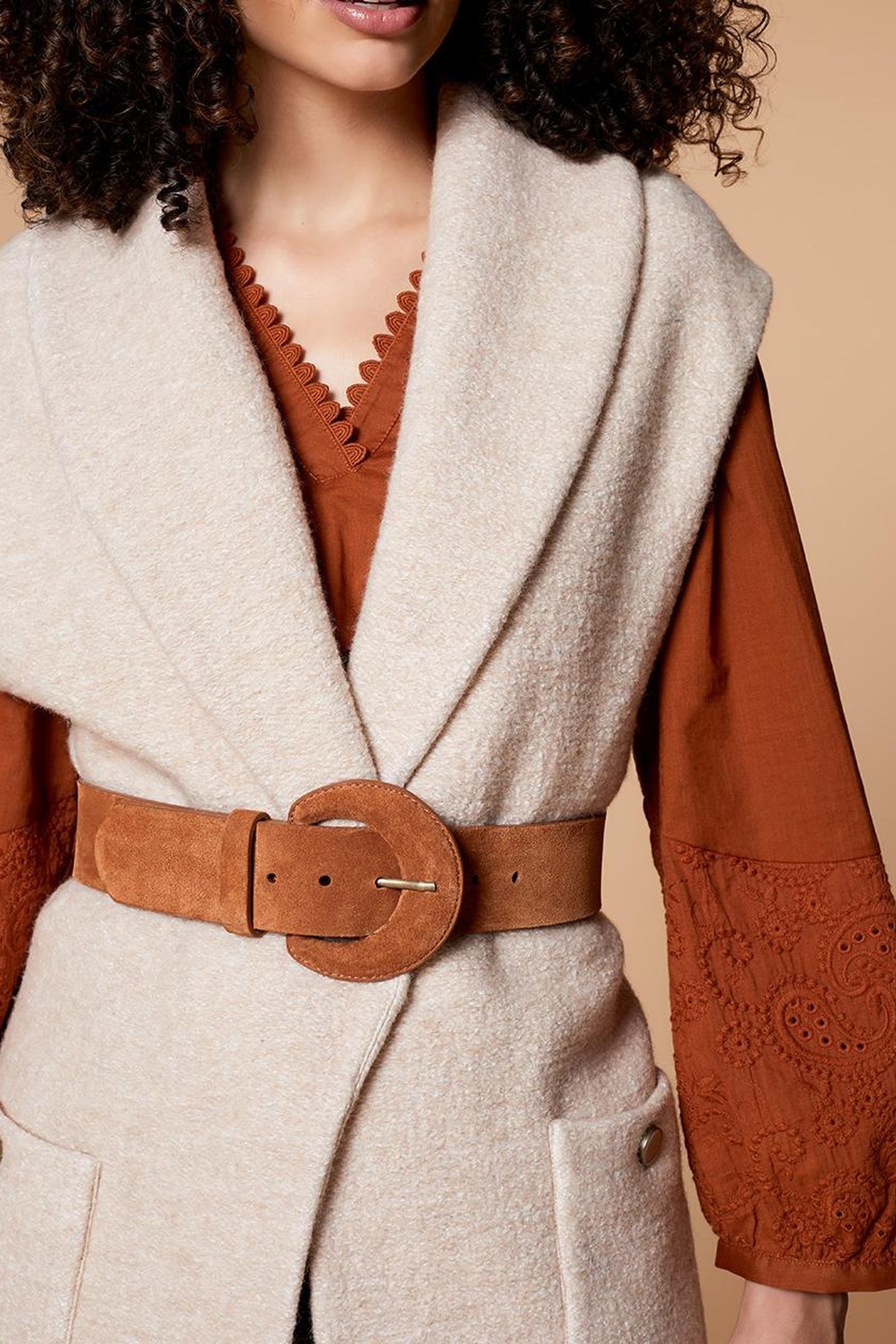 ANDREW . WIDE CARAMEL BELT IN PYTHON-EFFECT EMBOSSED LEATHER 3