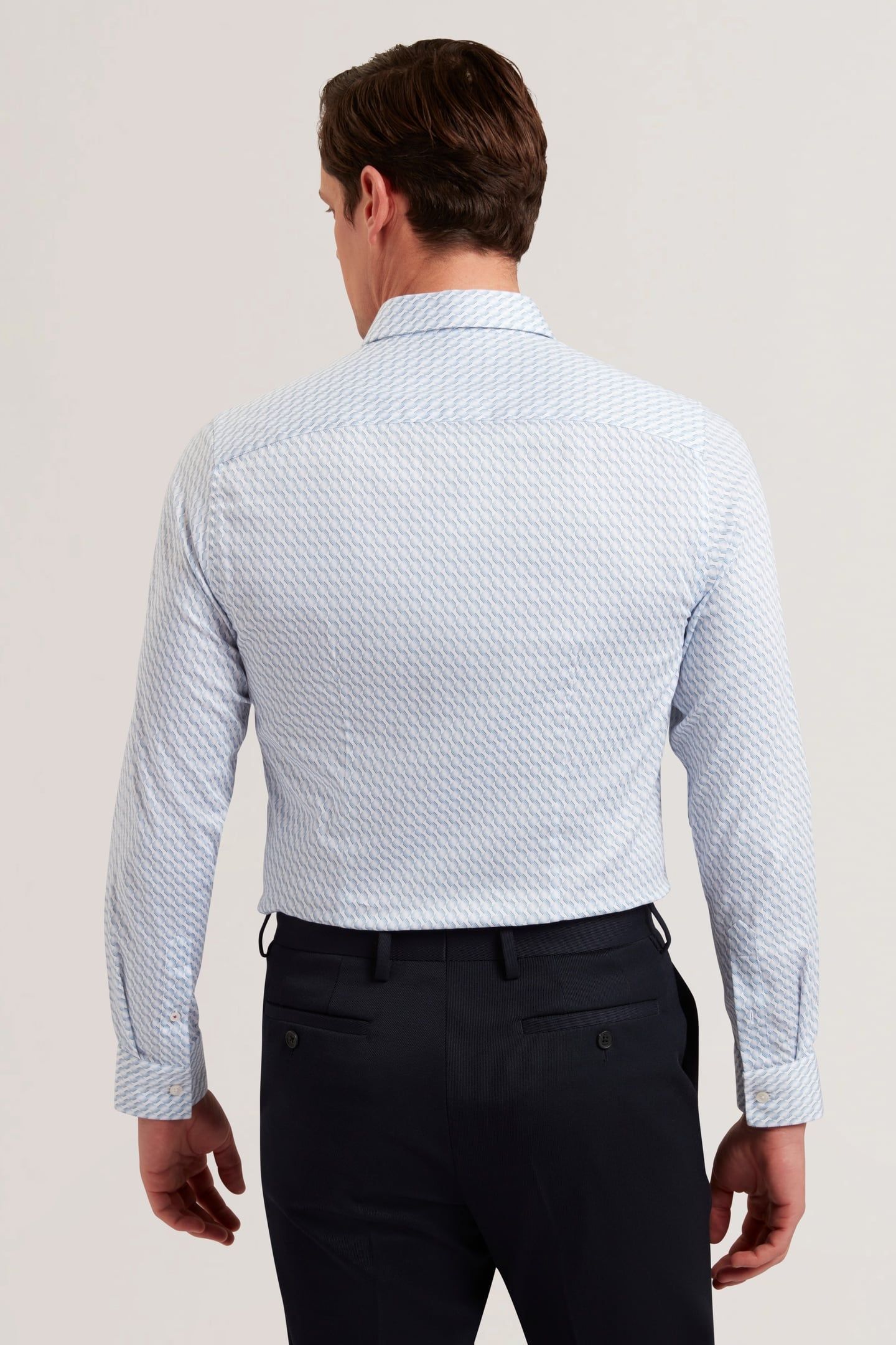 REMFORD LS SLIM STRIPE GEO PRINT SHIRT BLUE 2
