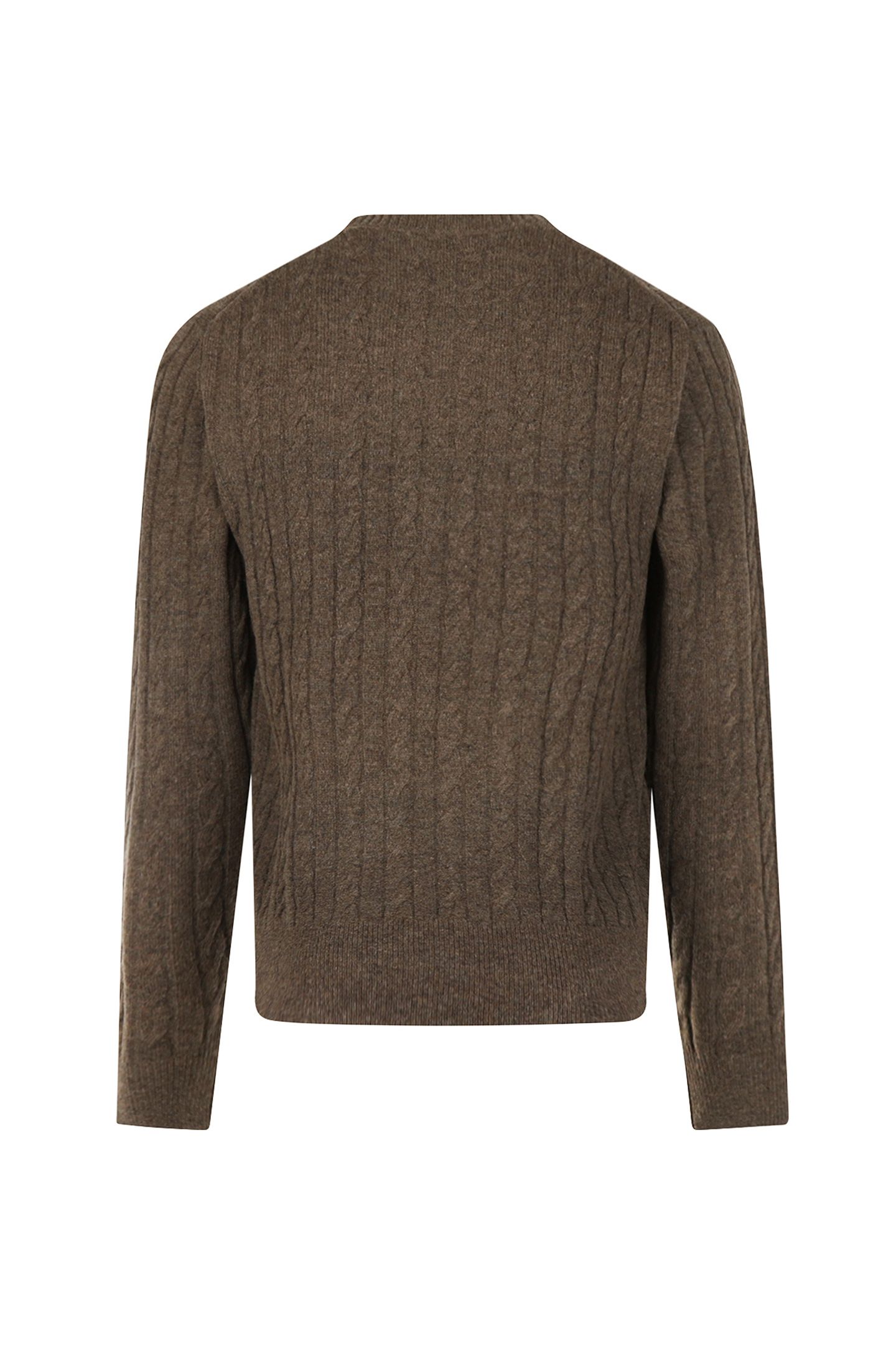 CABLE CREW NECK SWEATER CHOCOLATE BROWN 3