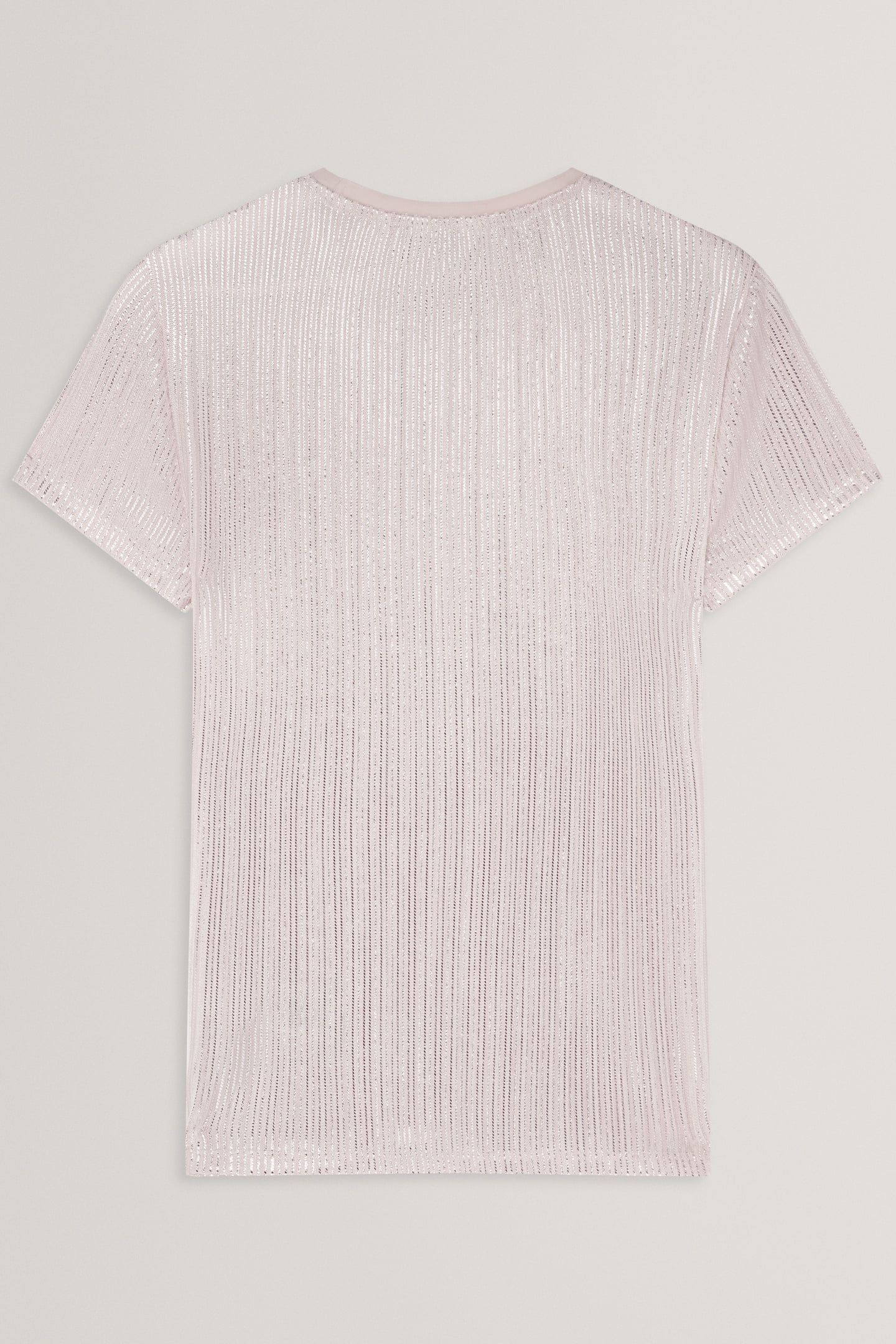 METALLIC SHORT SLEEVE CREW NECK TEE PINK 4