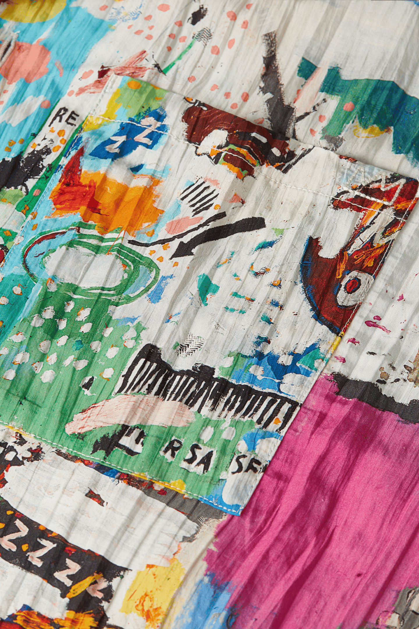 BASQUIAT PRINTED RELAXEDFIT SHORTSLEEVED SHIRT WHITE/PASTEL 3