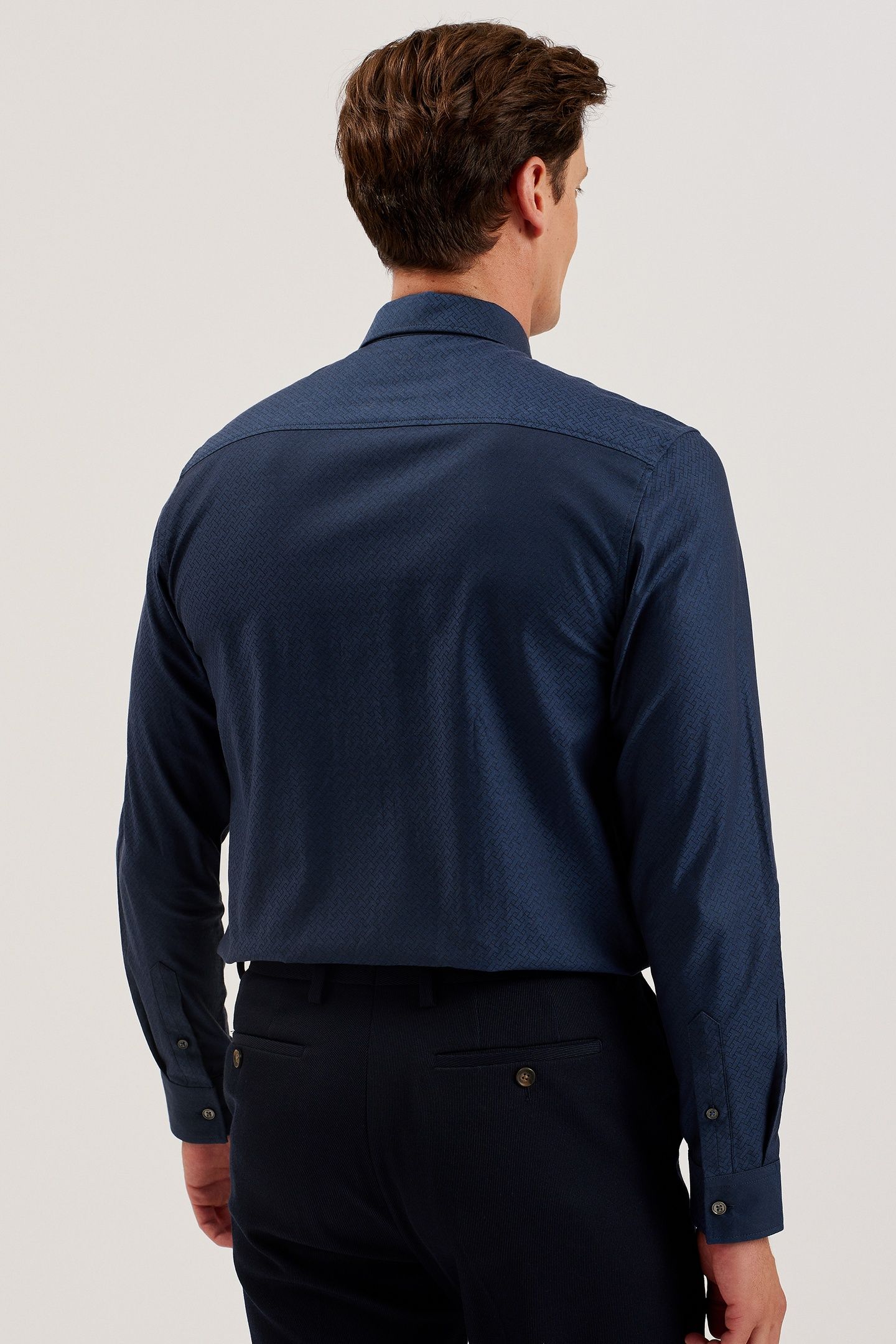 ANSHIL LS REGULAR JACQUARD SHIRT NAVY 2