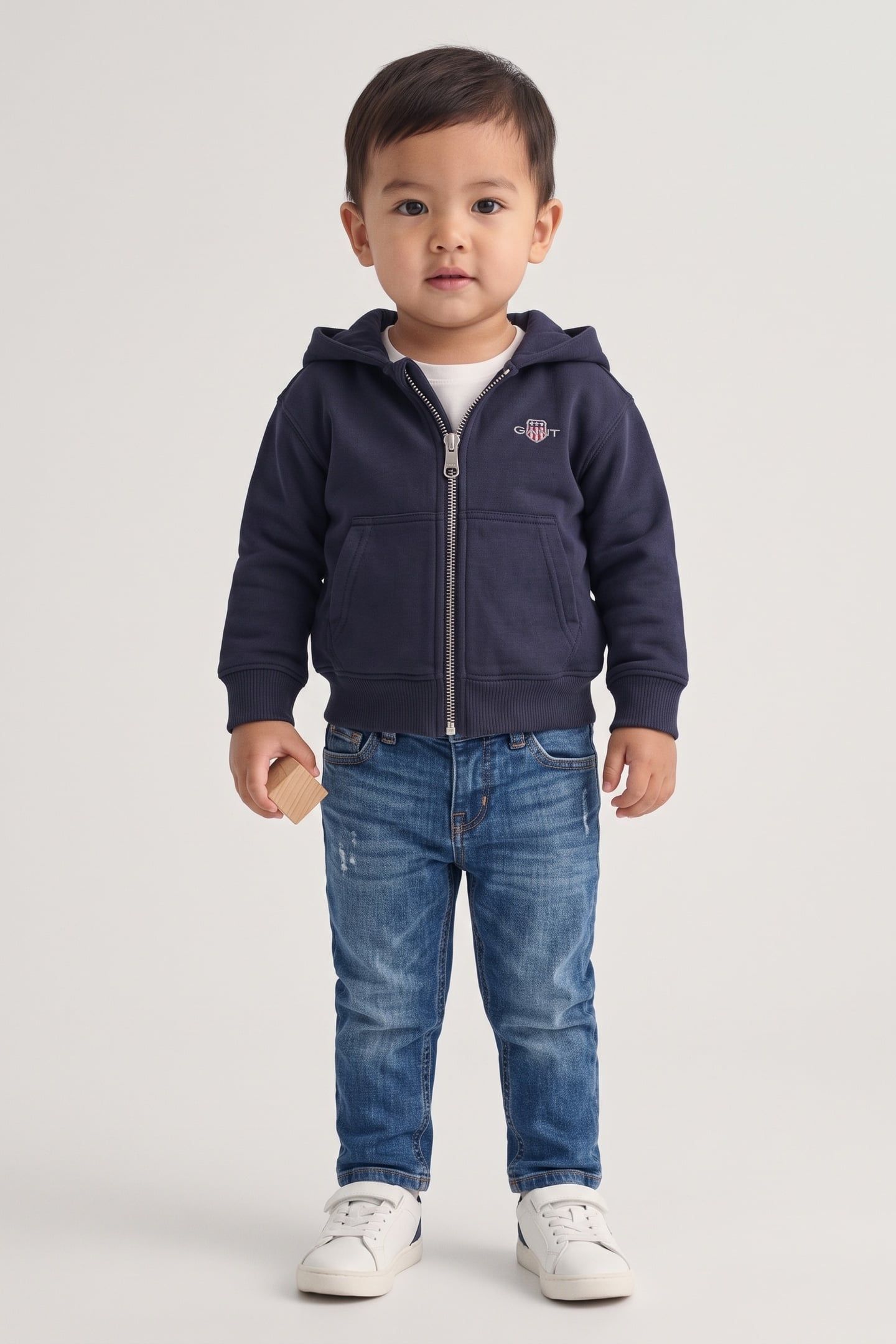 KIDS GIRLS SHIELD OVERSIZE CROP ZIP HOODIE EVENING BLUE 1