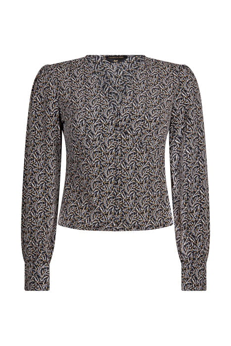 ELIN DITZY FLORAL V-NECK BUTTON BLOUSE WOMEN BLACK/WHITE 2