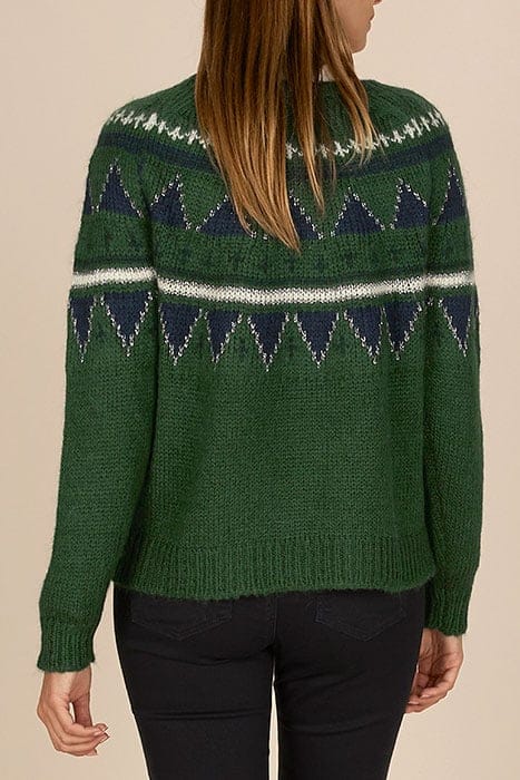 CREW NECK ROUND JACQ SWT LS GREEN 3