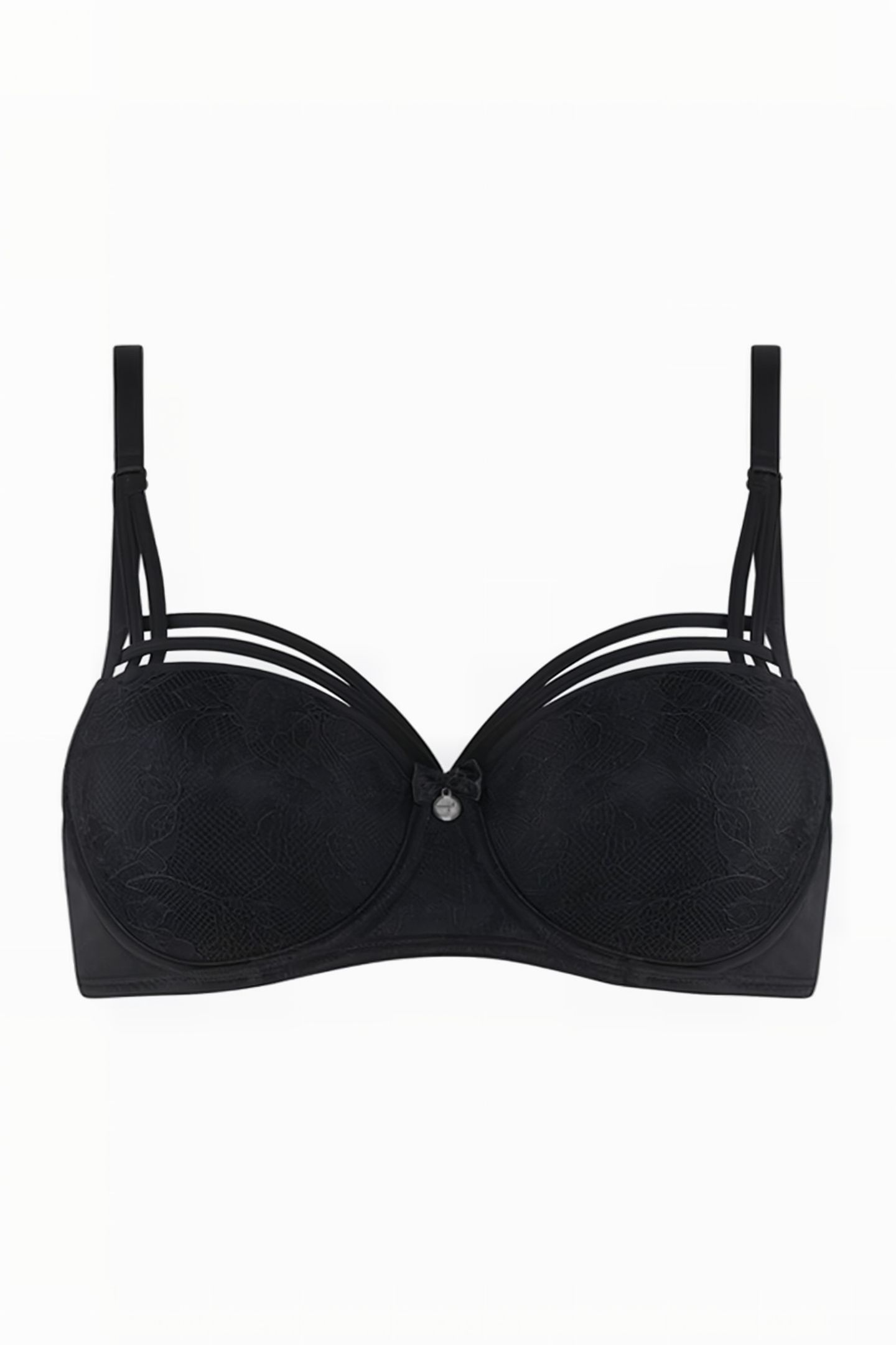 DAME DE PARIS BLACK LACE BOW BALCONY BRA 4