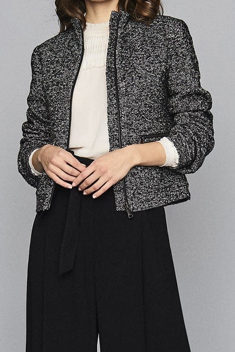 SURI-TEXTURED ZIP BOMBER BLACK/WHITE BLACK/WHITE 1