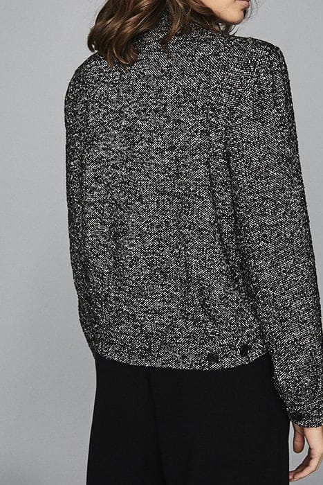 SURI-TEXTURED ZIP BOMBER BLACK/WHITE BLACK/WHITE 2