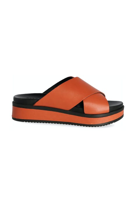 SLIPPER WITH COVERED WEDGE SOFT NAPPA LEATHER BRICK BROWN 1
