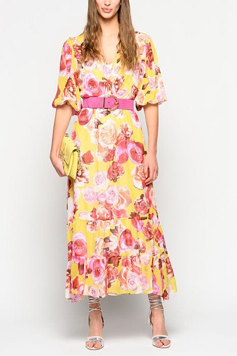 BACI DI DAMA ABITO GEORGETTE S YELLOW/FUCHSIA MULTI-COLOUR 1