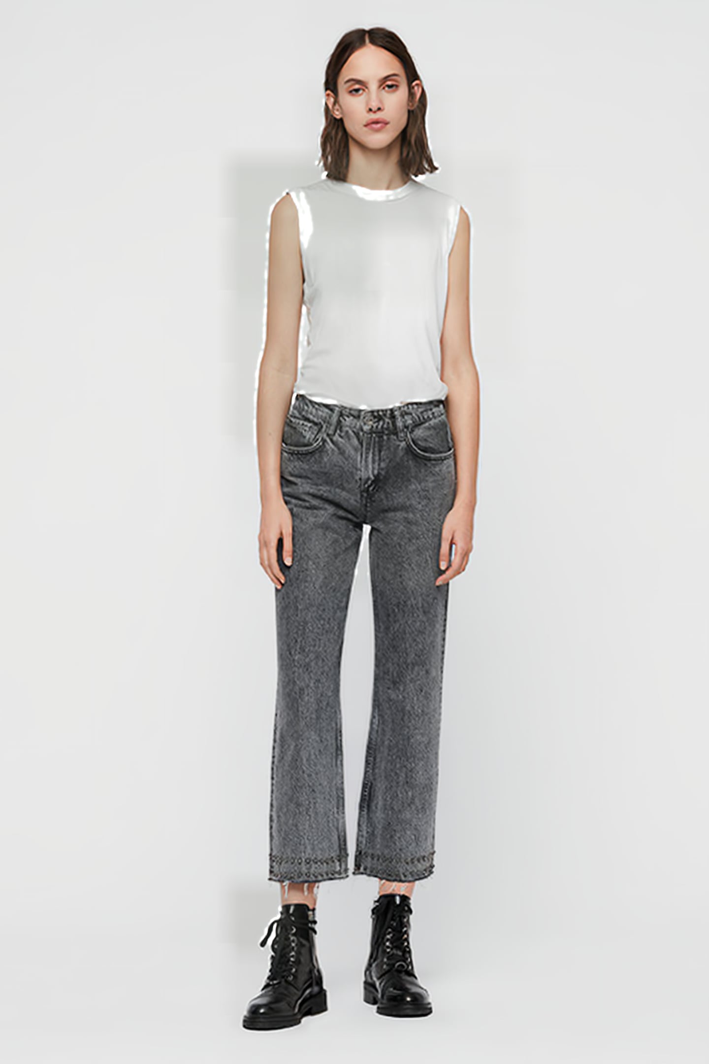 AVA STUD HEM JEAN WASHED BLACK 1