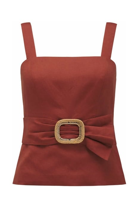 BYRON BELTED PEPLUM BUSTIER ORANGE RUST 1
