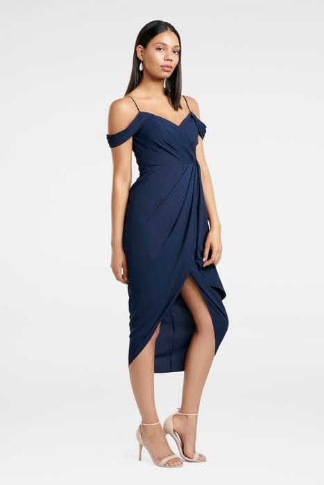 HADLEY WATERFALL MIDI DRESS NAVY 3