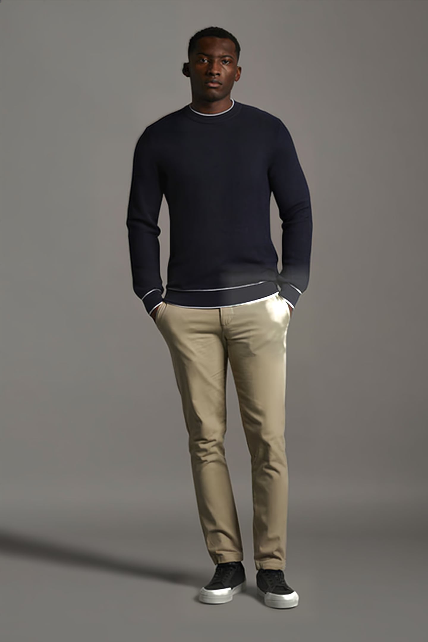 BLACK EAGLE TEXTURE KNIT CREW NECK DARK NAVY 3