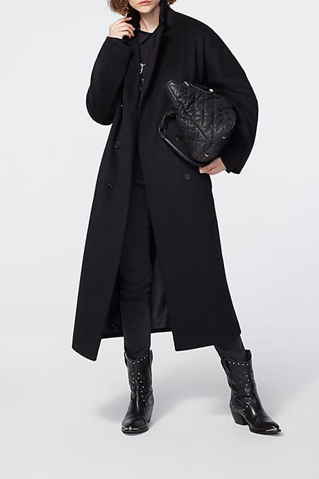 BLACK WOOL-BLEND CLOTH LONG COAT BLACK 3