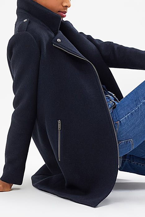 NAVY BLUE BIKER-STYLE COAT 5