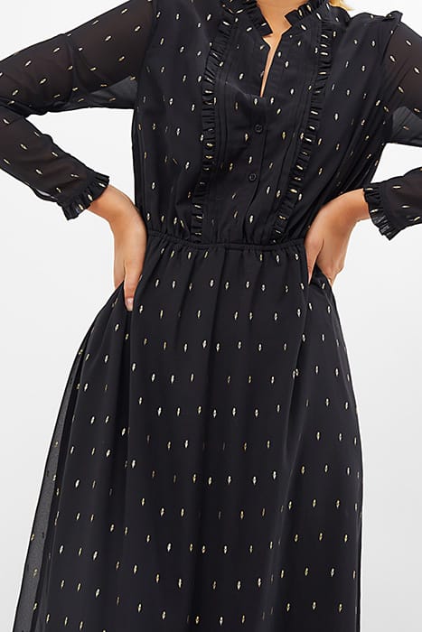 BLACK GOLD FOIL FLOWER PRINT LONG DRESS 1