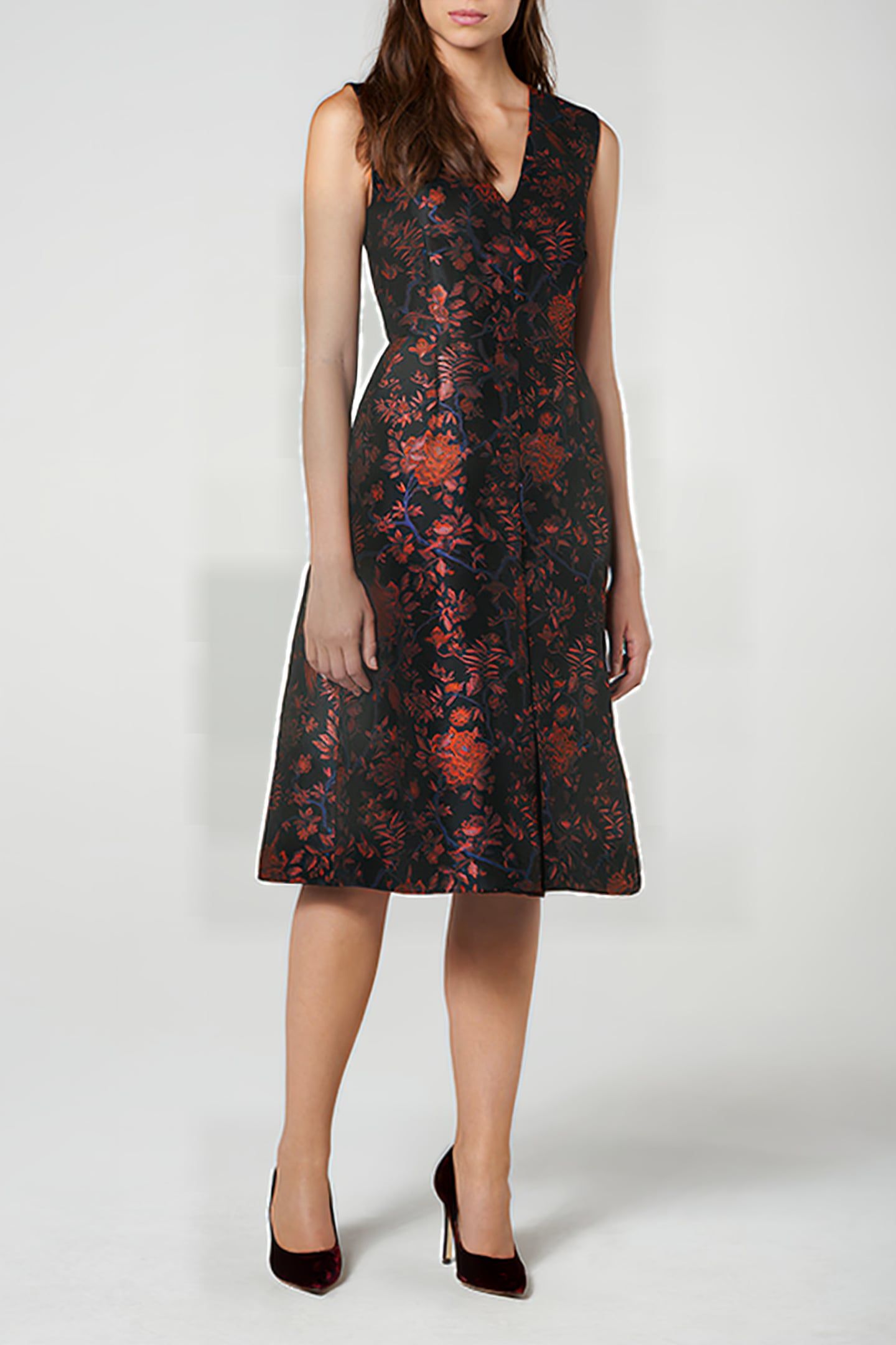 DELYSIA MIDI DRESS PRI-BLACK MULTICOLOR 1