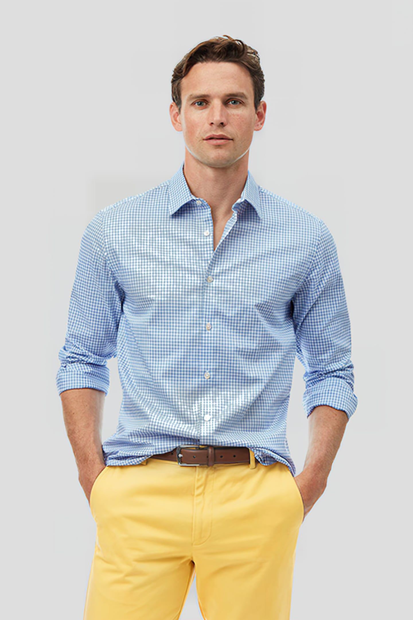 BLUE EXTRA SLIM FIT CLASSIC COLLAR BRIGHTON COLLECTION CHECK 2