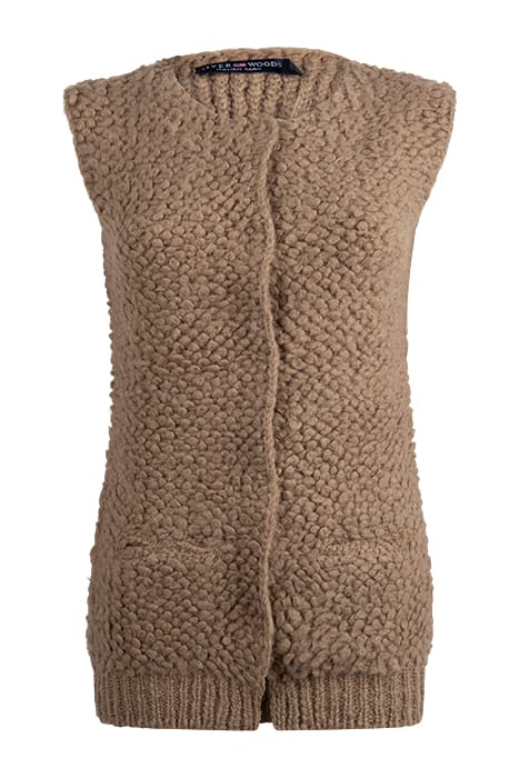 LONG CREWNECK BUT GILET BROWN 1